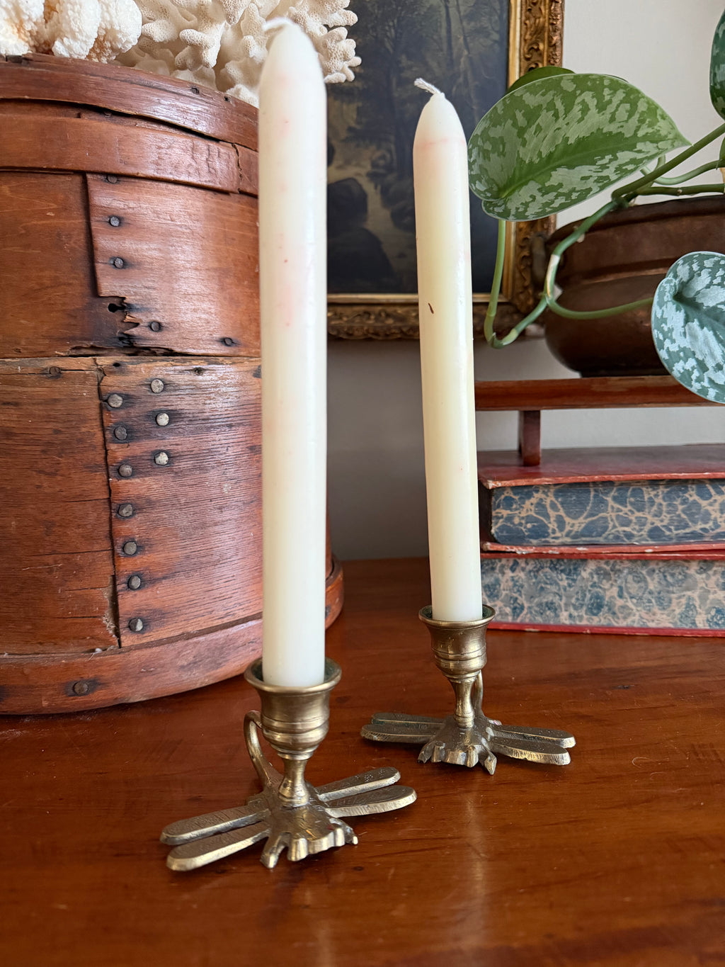Brass Dragon Fly Candle Holders