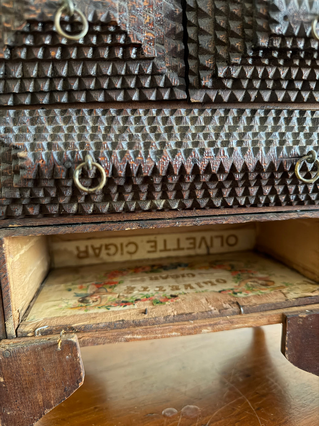 Antique Table Top Tramp Art Box