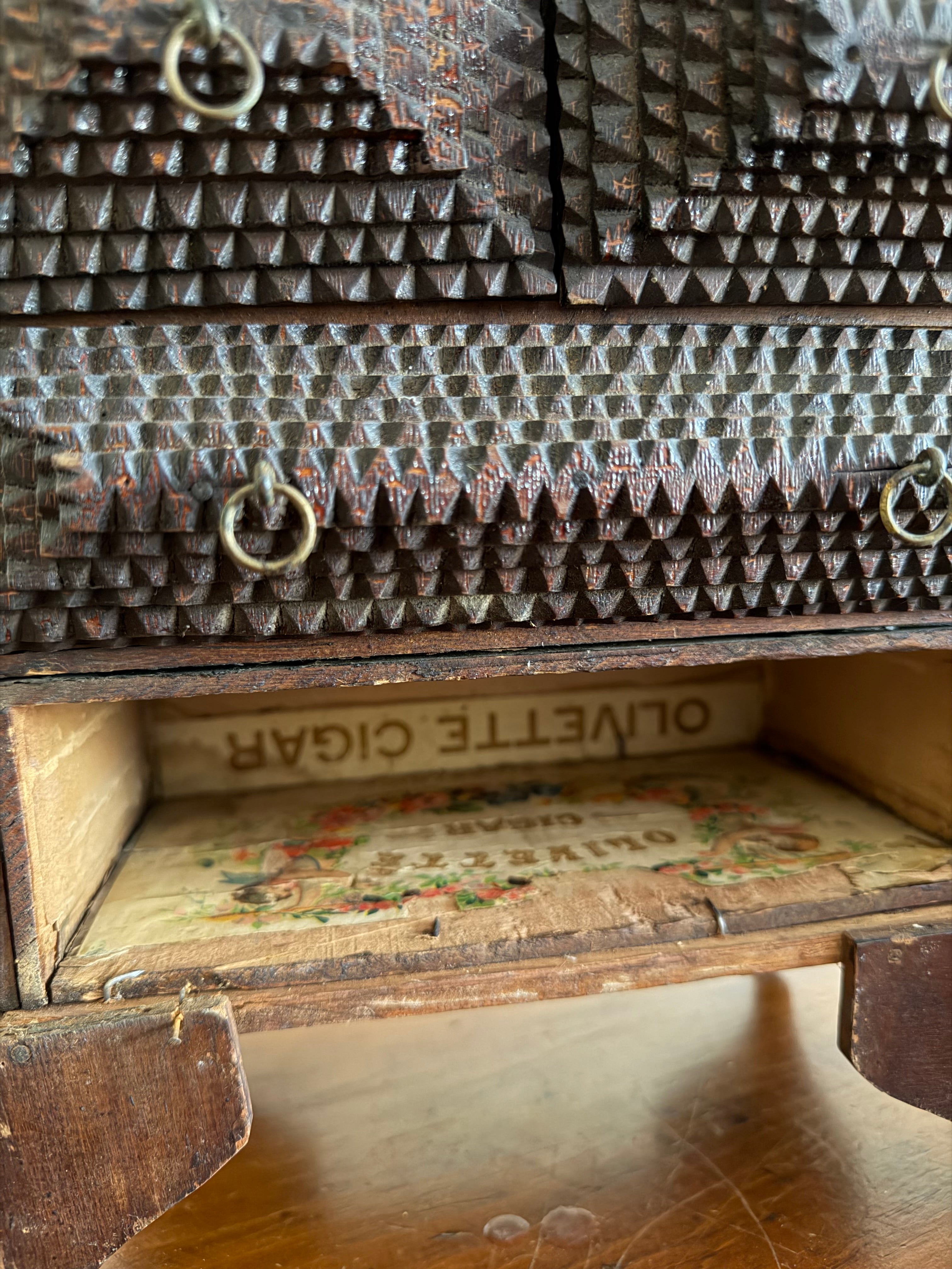 Antique Table Top Tramp Art Box