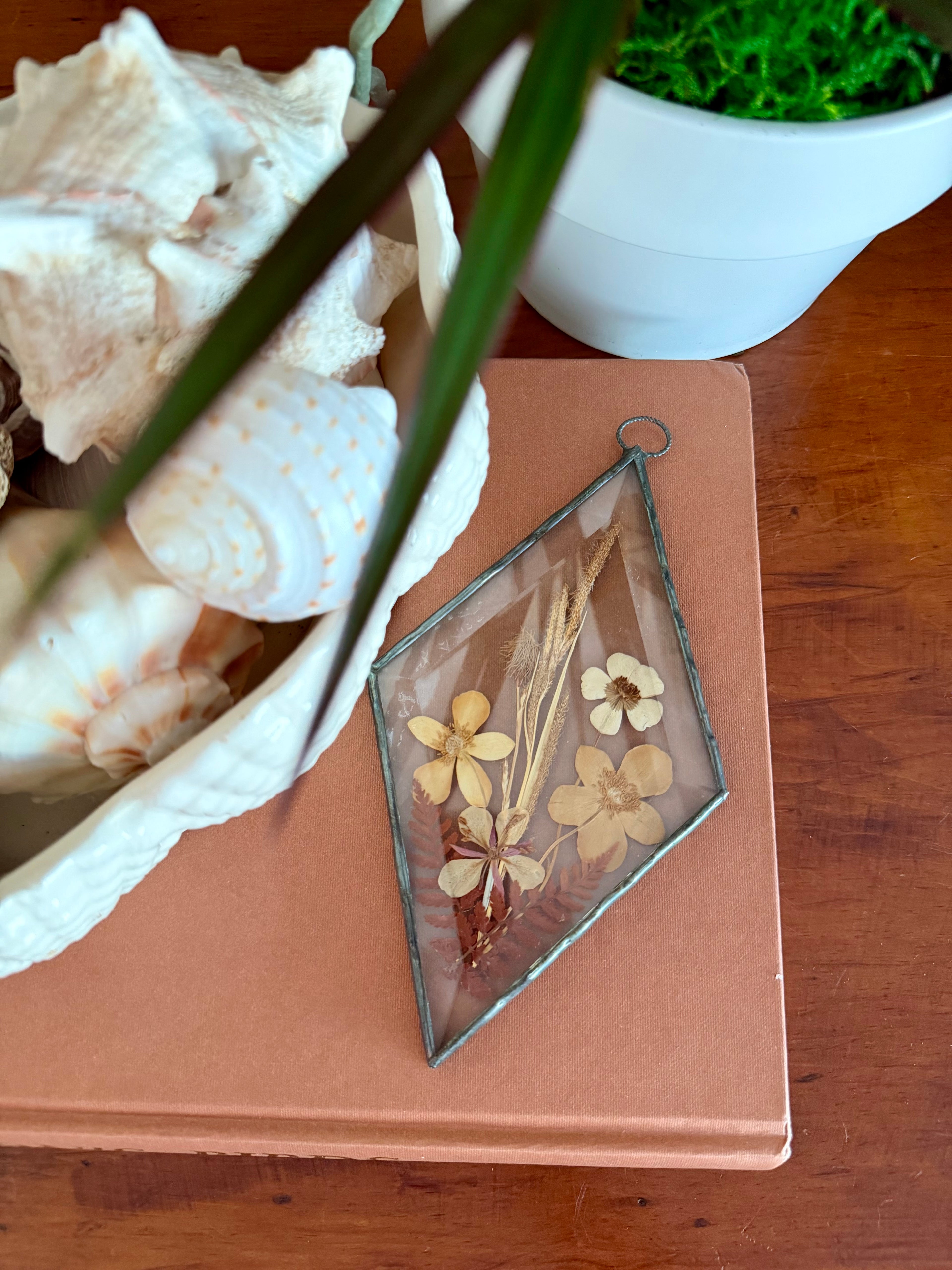 Handmade Diamond Pressed Flower Suncatcher