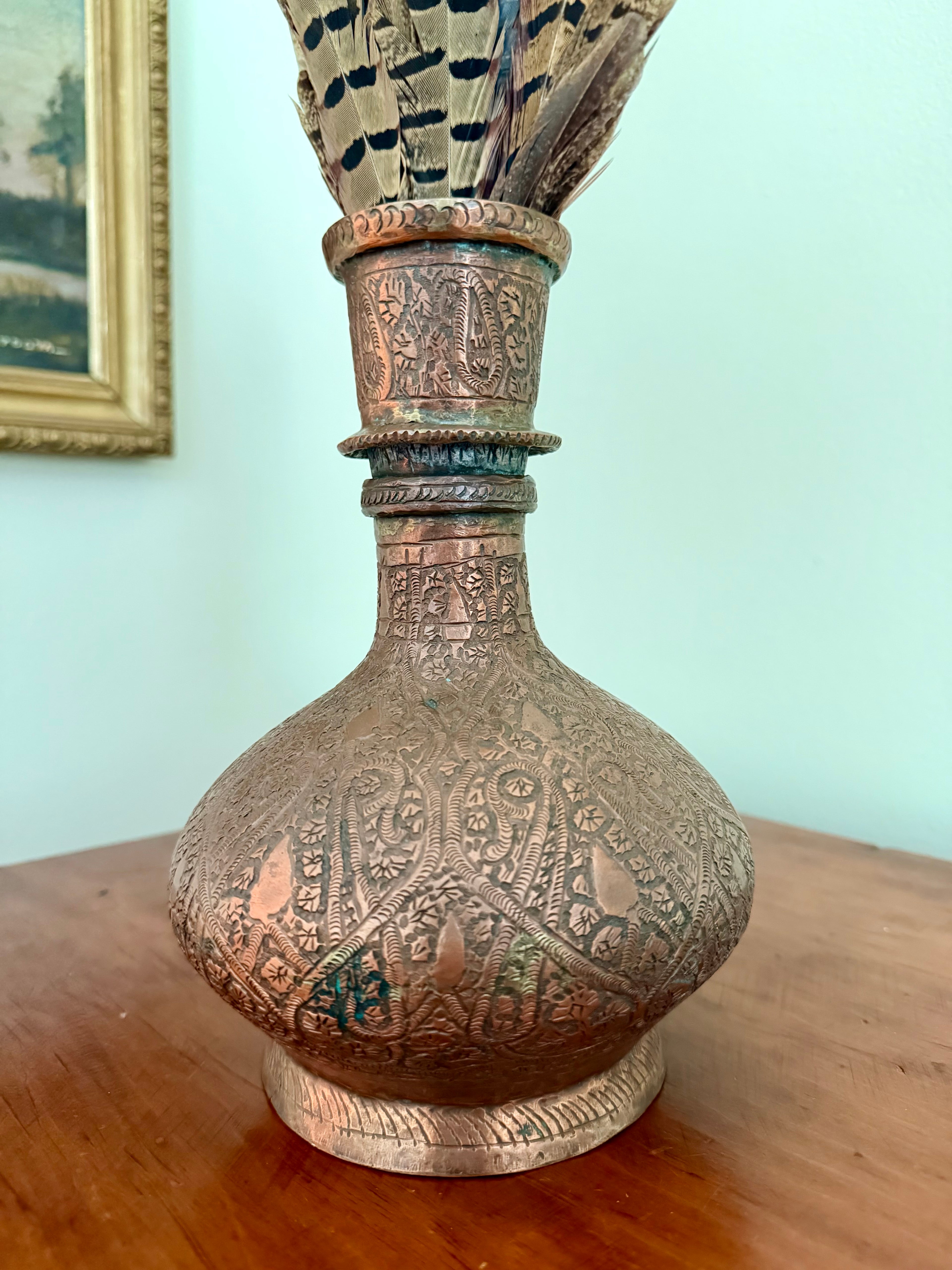 Indo-Persian tinned copper hookah (nargile) vessel