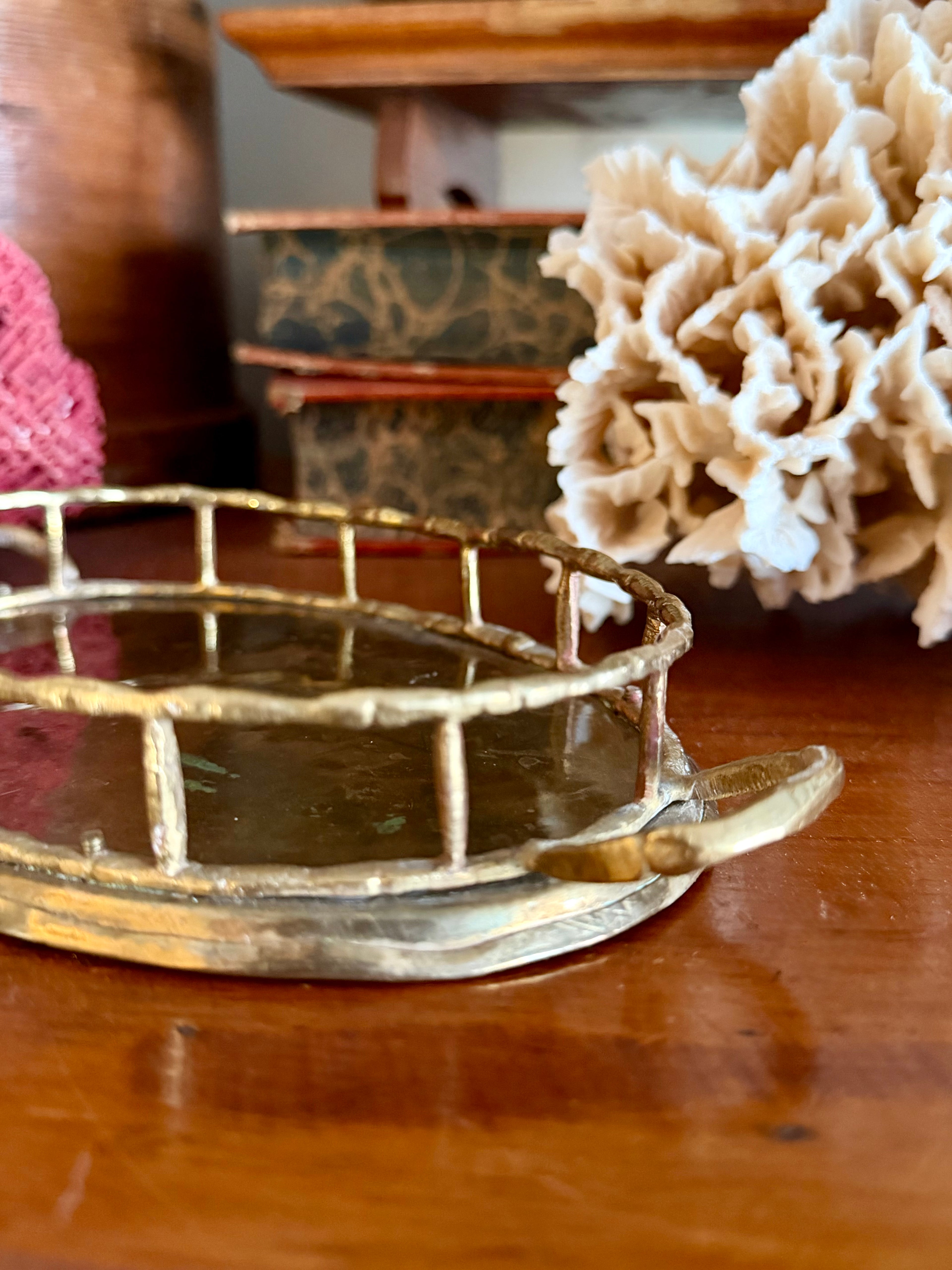 Small Brass Bamboo Style Tray