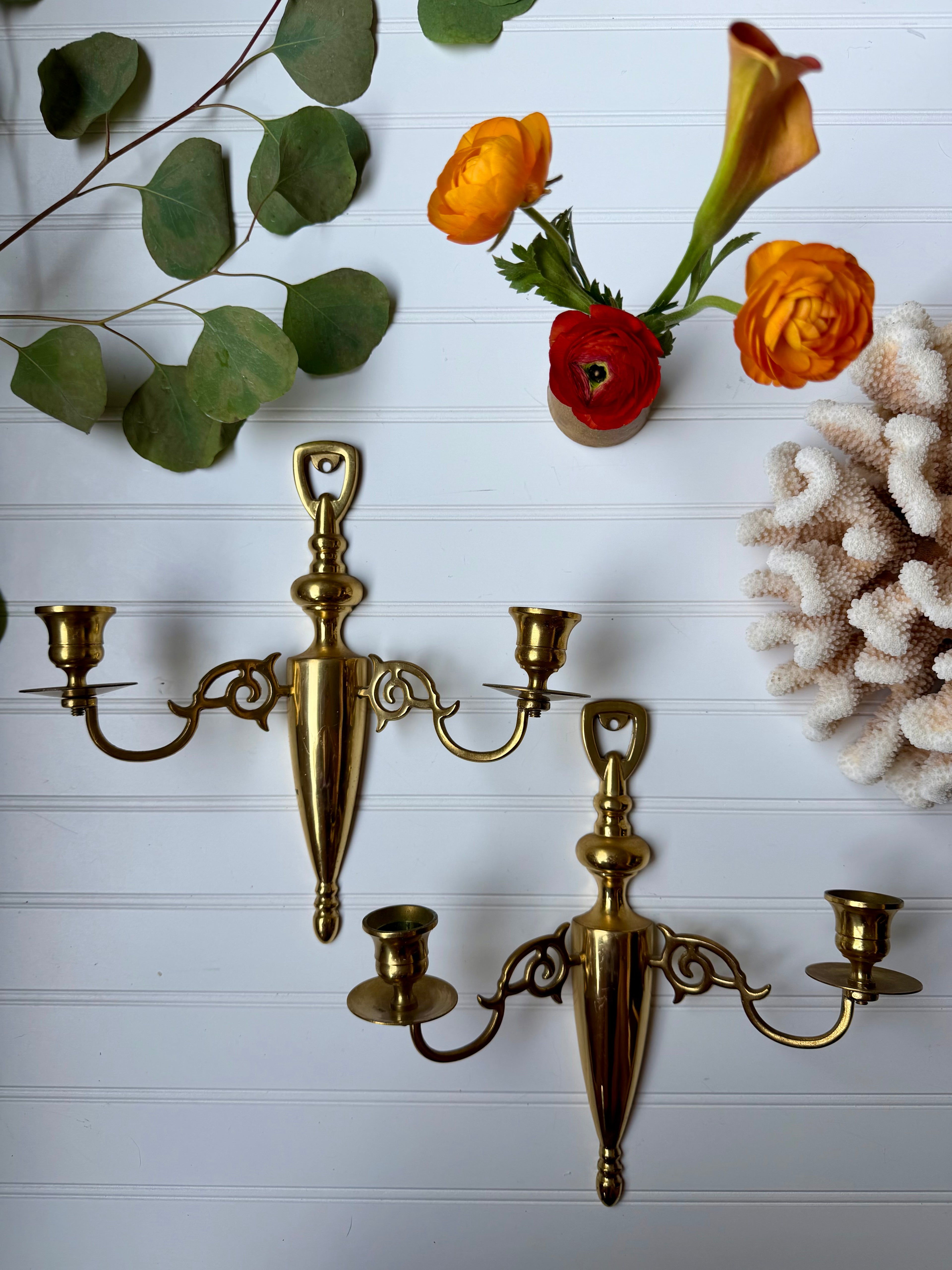 Pair of Brass Sconces