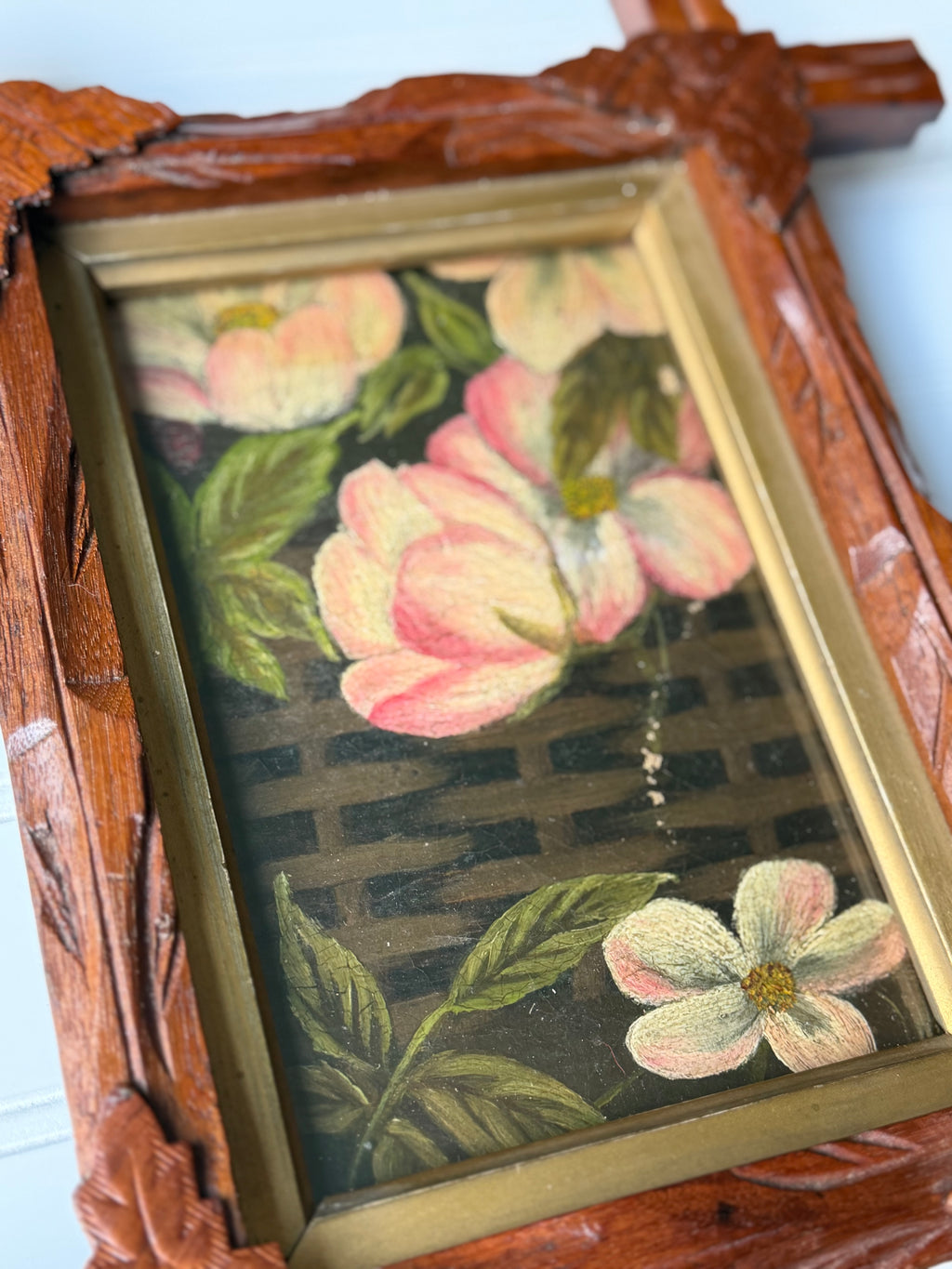 Antique Downsized Oil in Adirondack Frame
