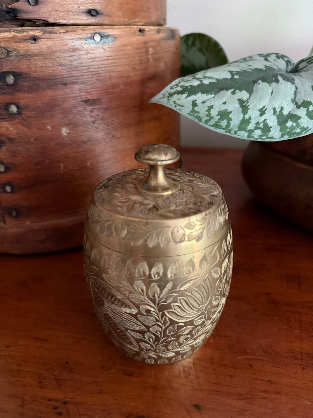 Brass Etched Lidded Dish