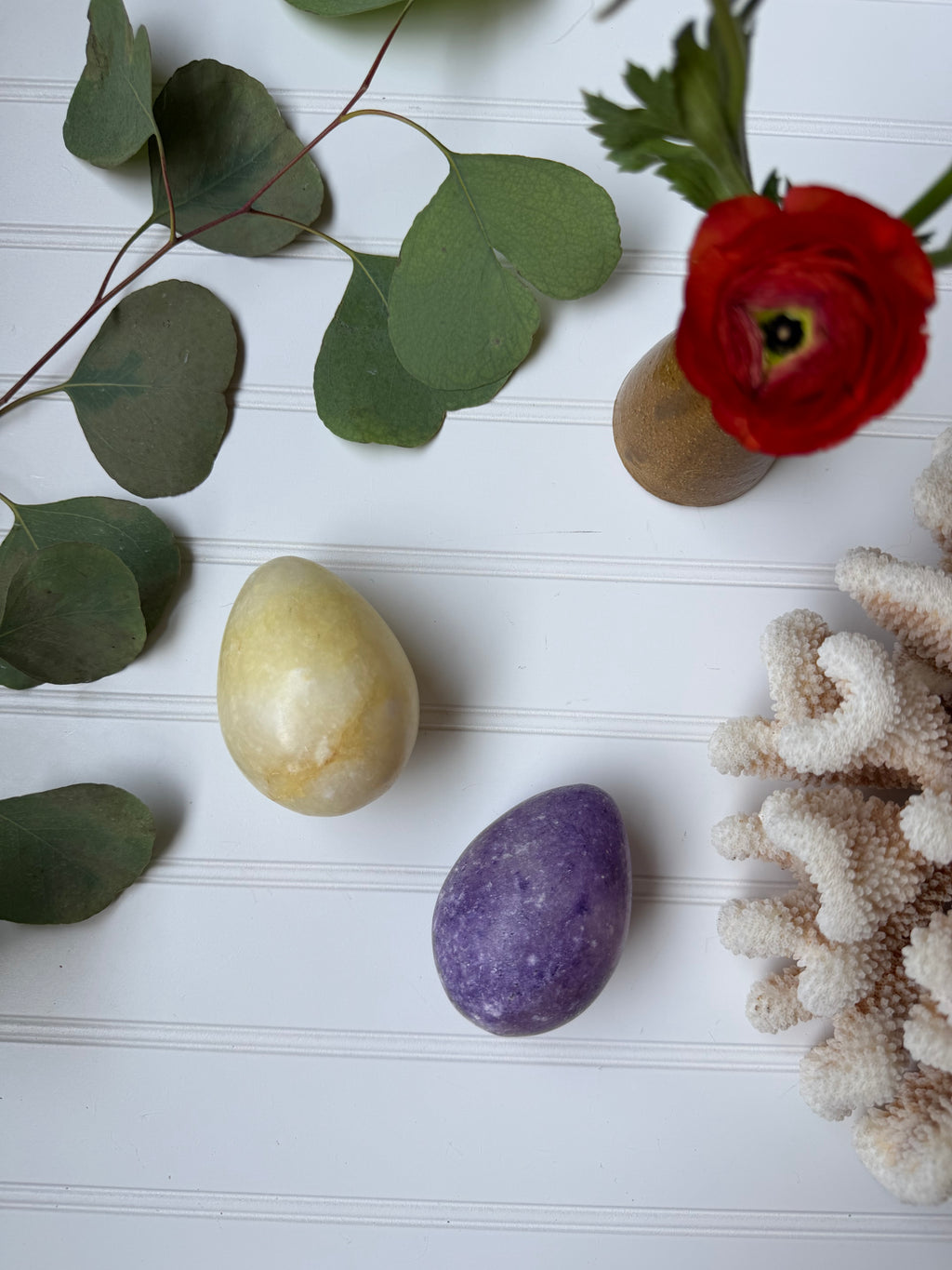 Soft Yellow Alabaster Egg w/ Brass Stand