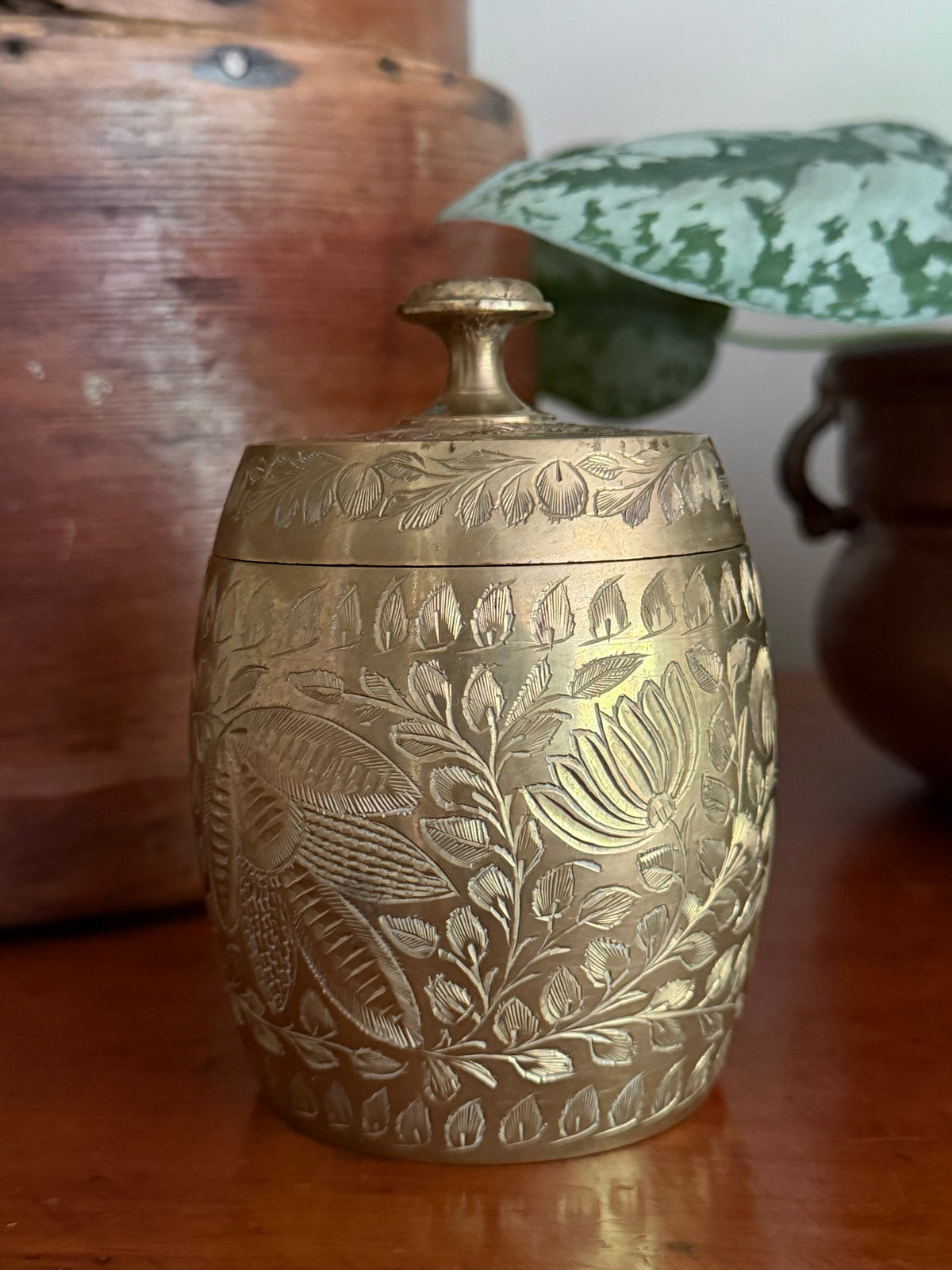 Brass Etched Lidded Dish