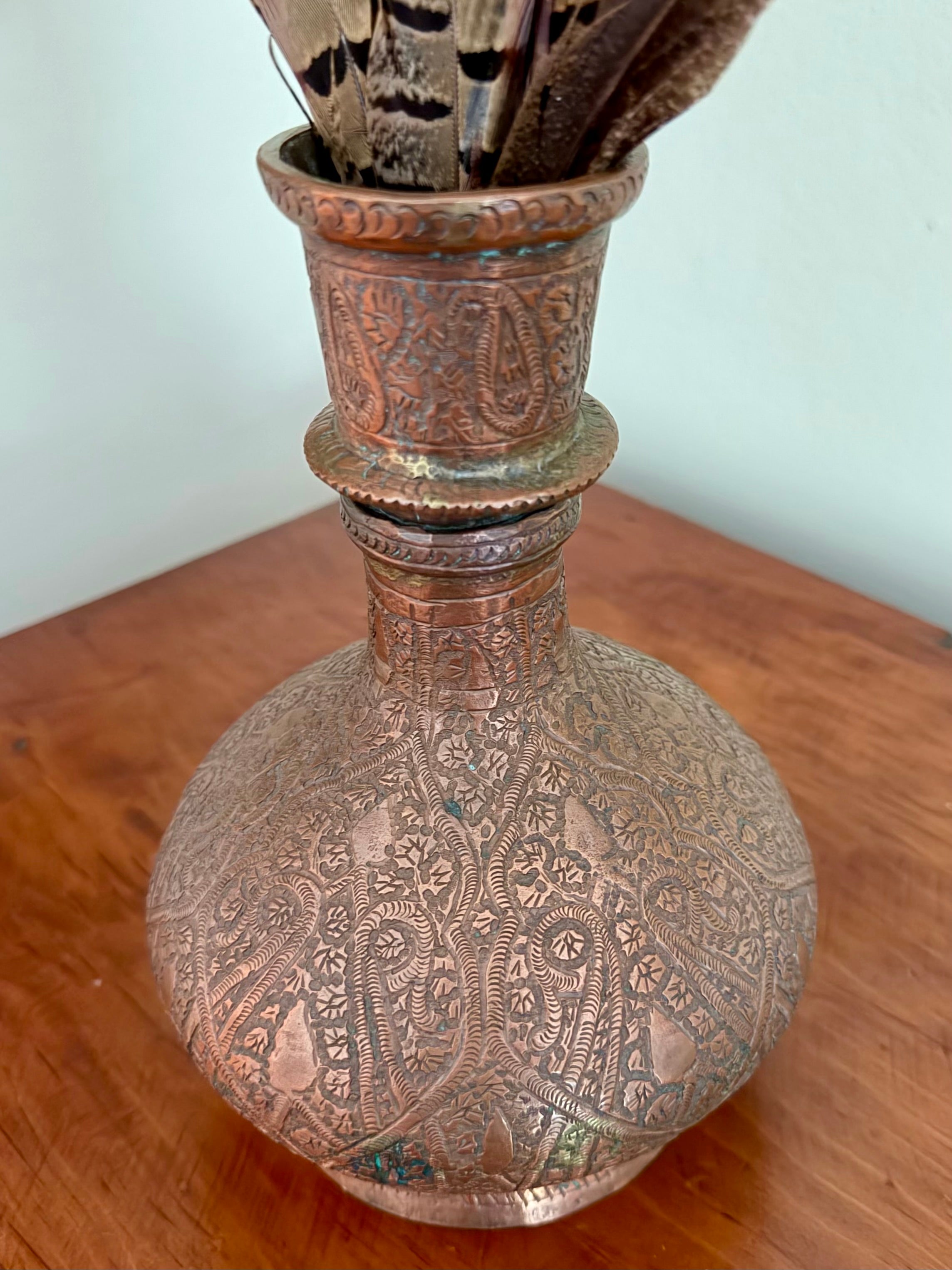 Indo-Persian tinned copper hookah (nargile) vessel
