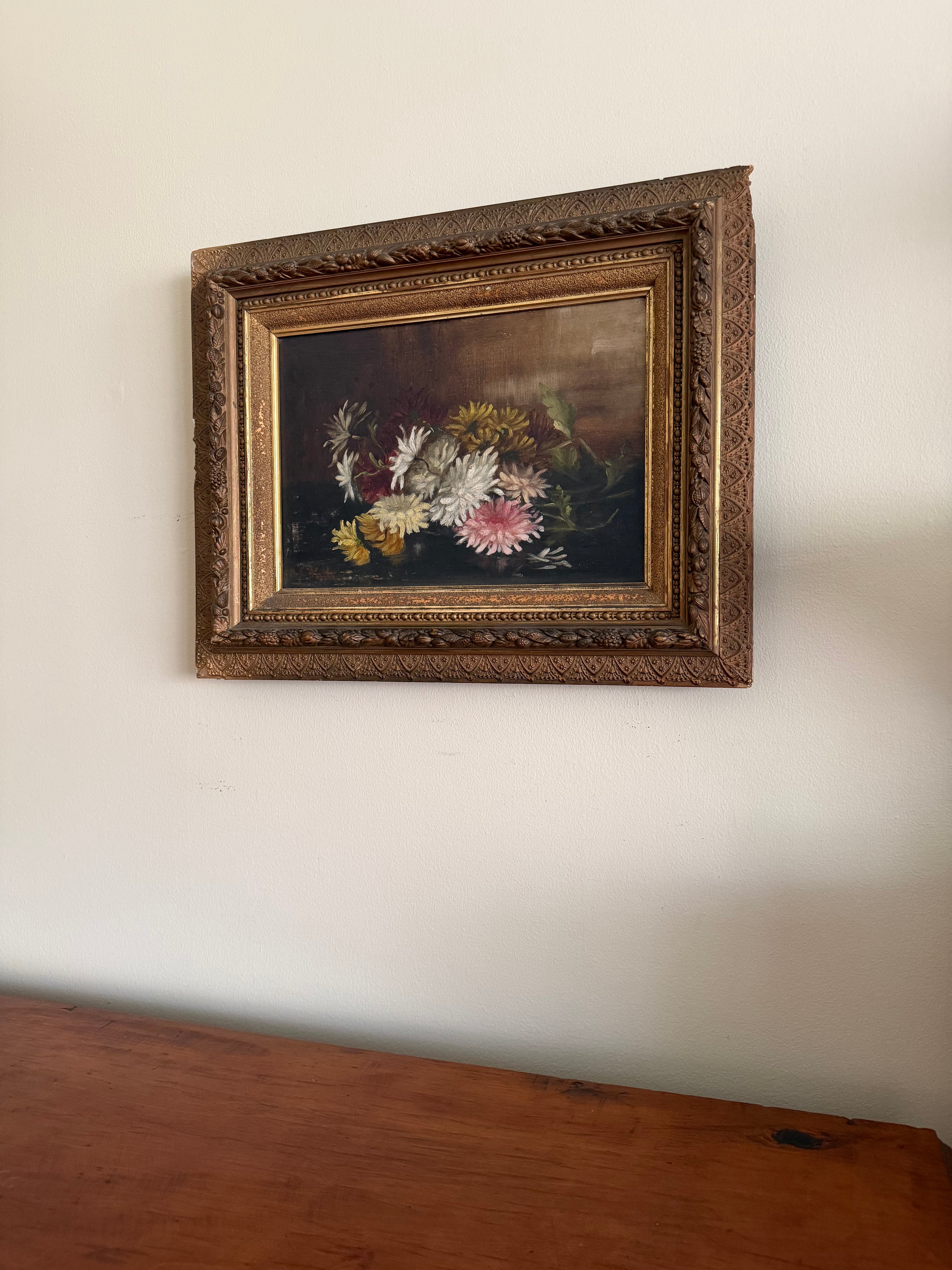 Antique Floral Oil Painting