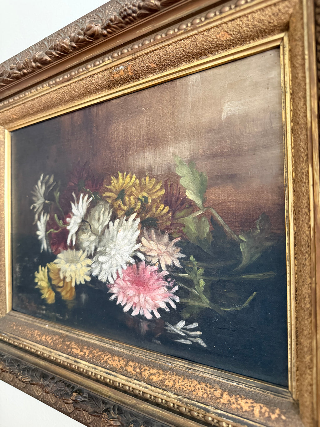 Antique Floral Oil Painting