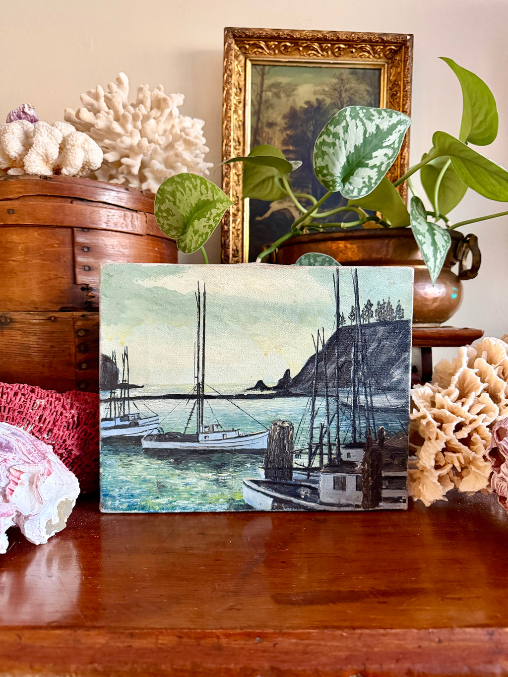 Vintage Ship Oil Painting on Canvas