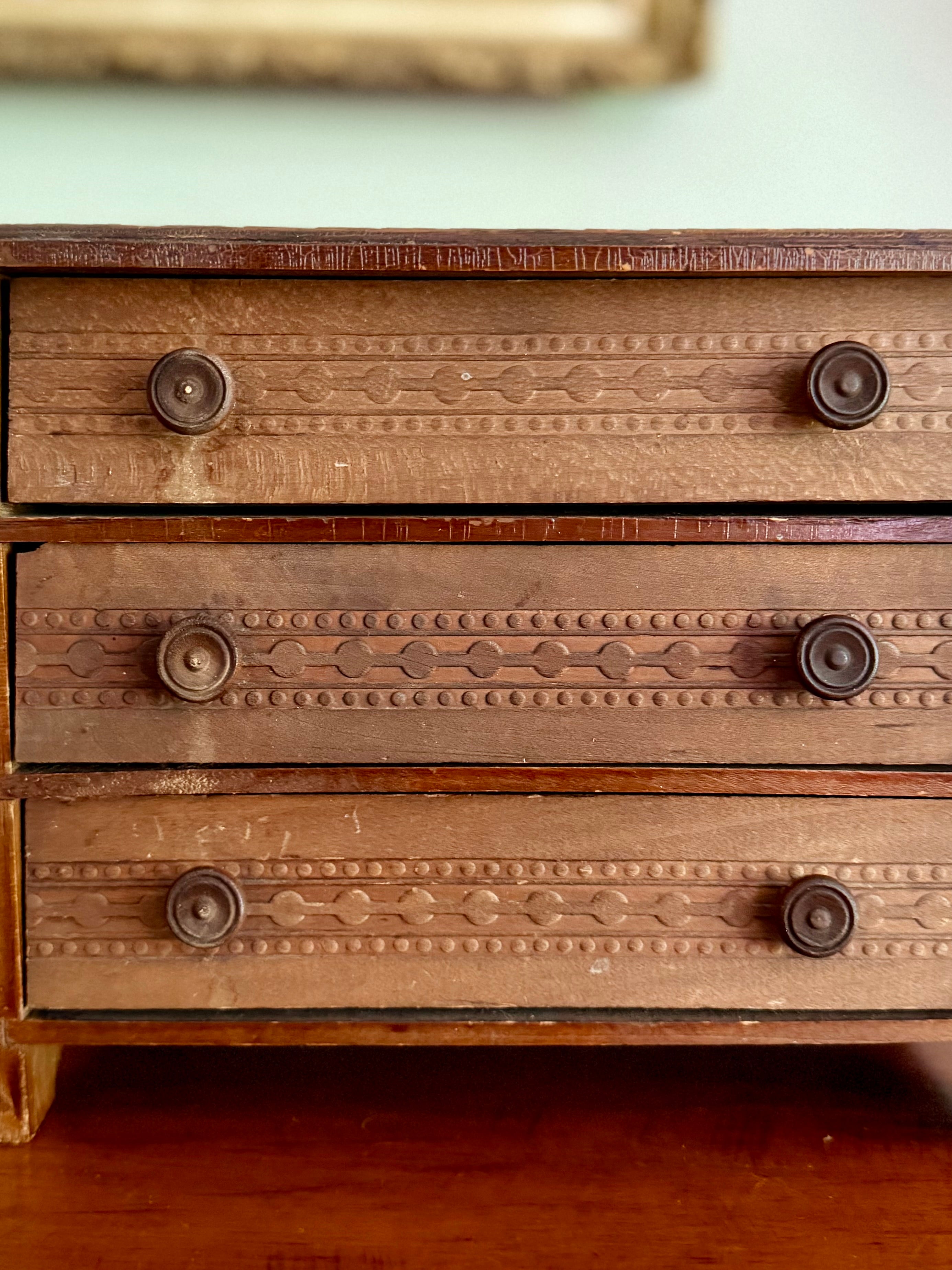 Vintage Wooden Miniature Chest of Drawers
