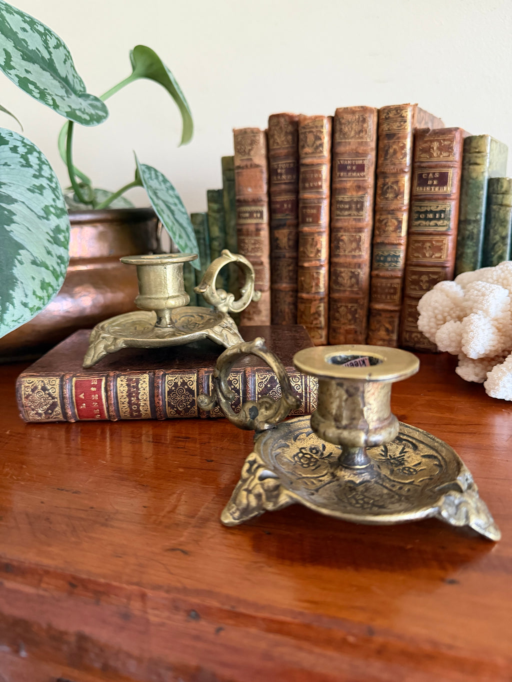 Pair of Vintage Brass Chambersticks