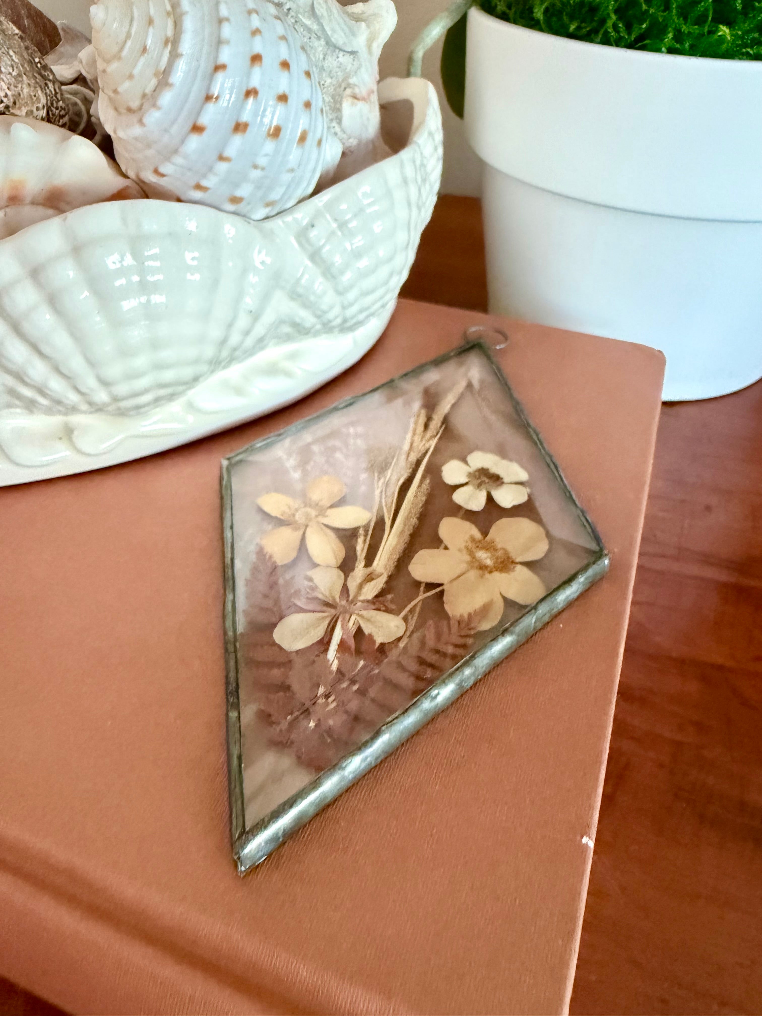 Handmade Diamond Pressed Flower Suncatcher