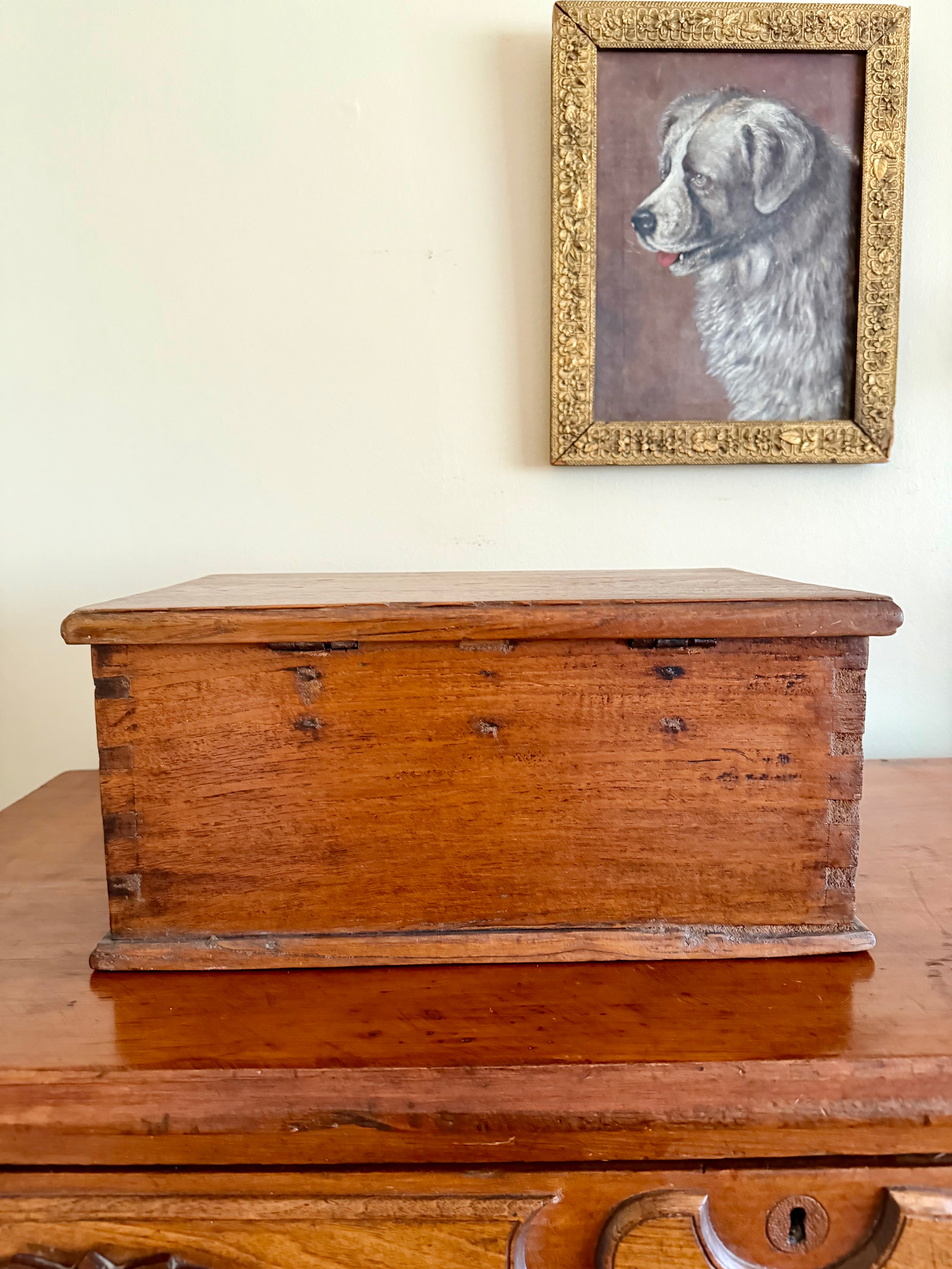 Antique Table Top Wooden Trunk Box