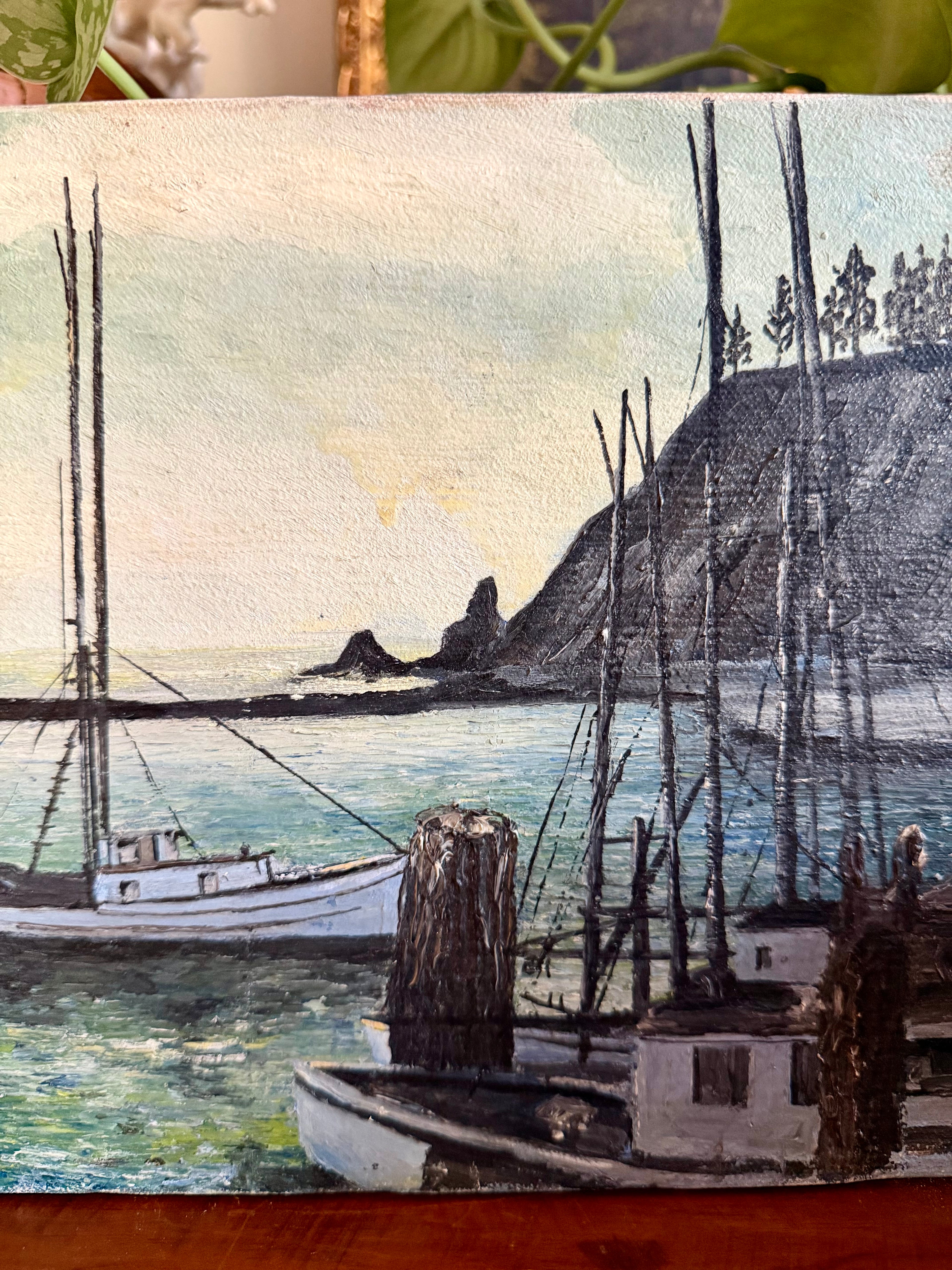 Vintage Ship Oil Painting on Canvas