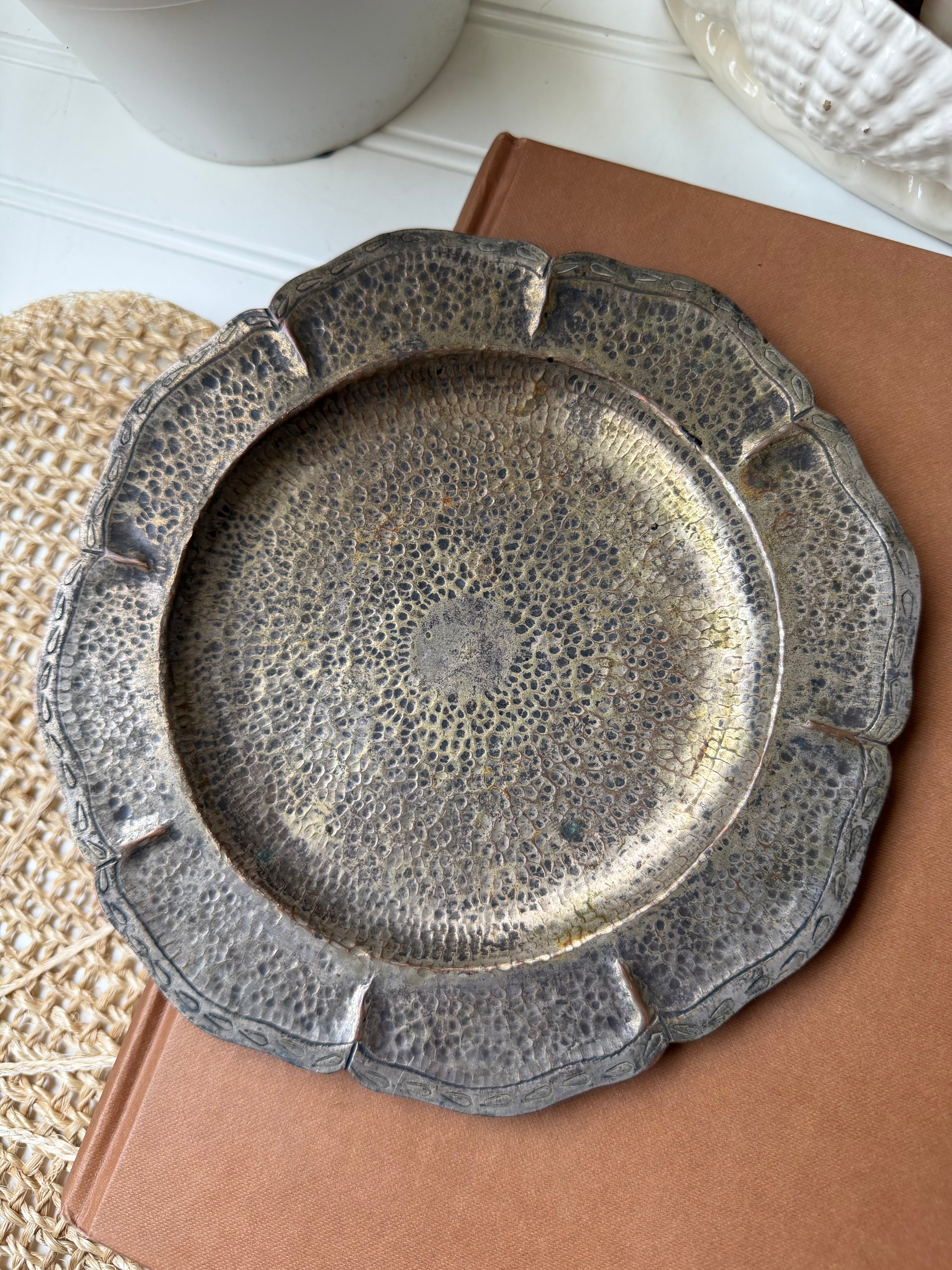 Vintage Hammered Metal Tray or Dish