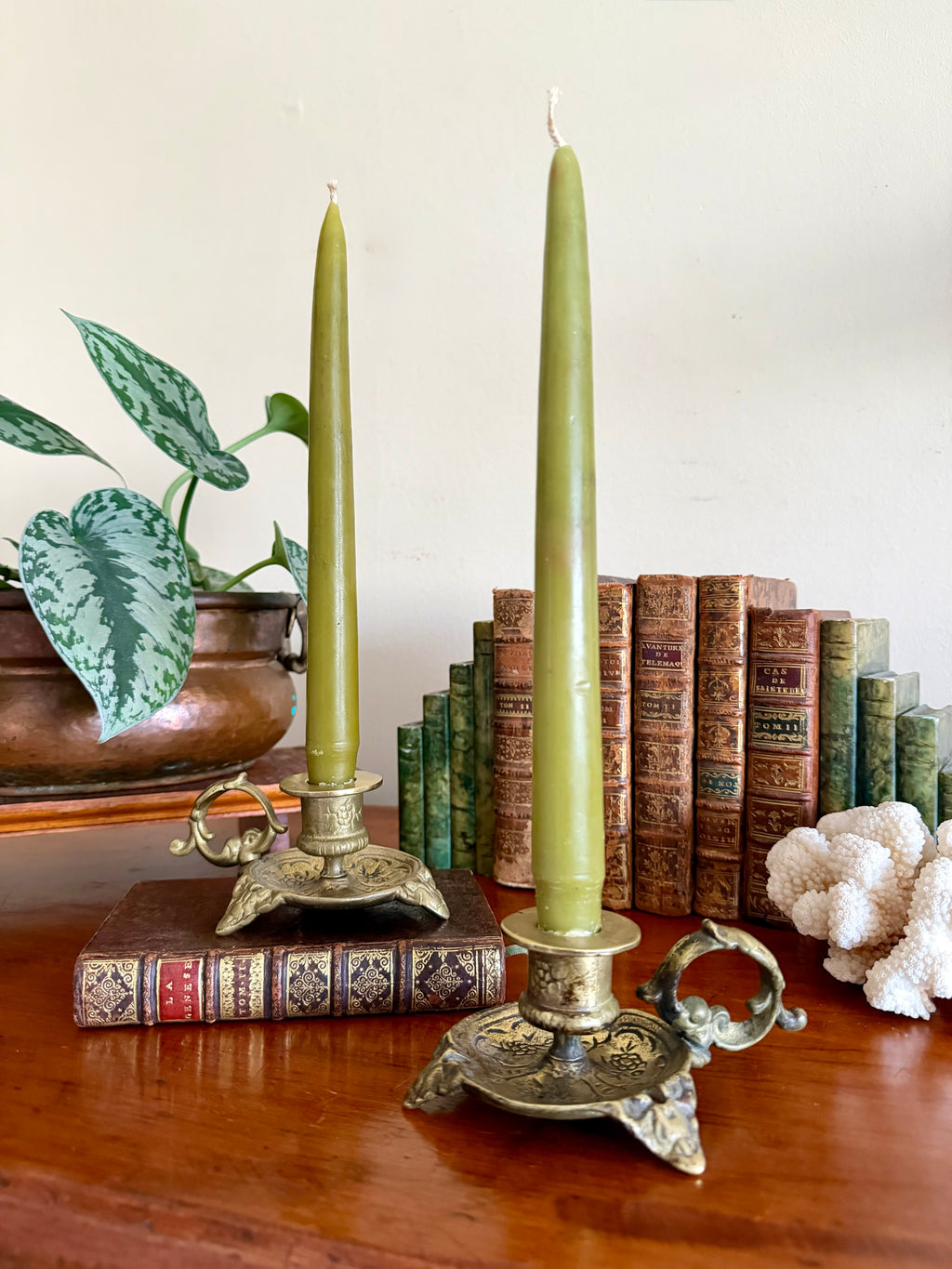 Pair of Vintage Brass Chambersticks