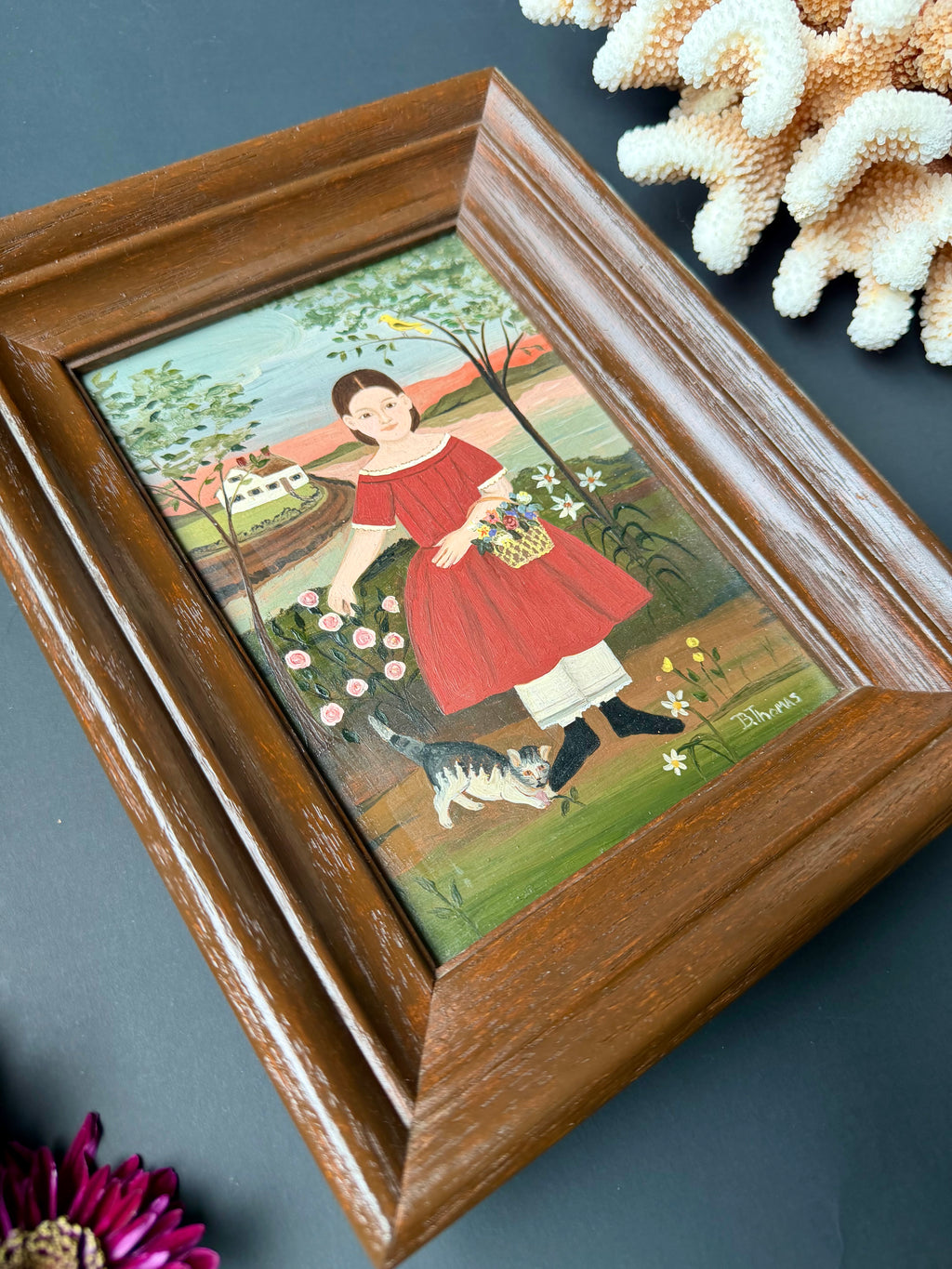 Vintage Folk Art Painting on Wood