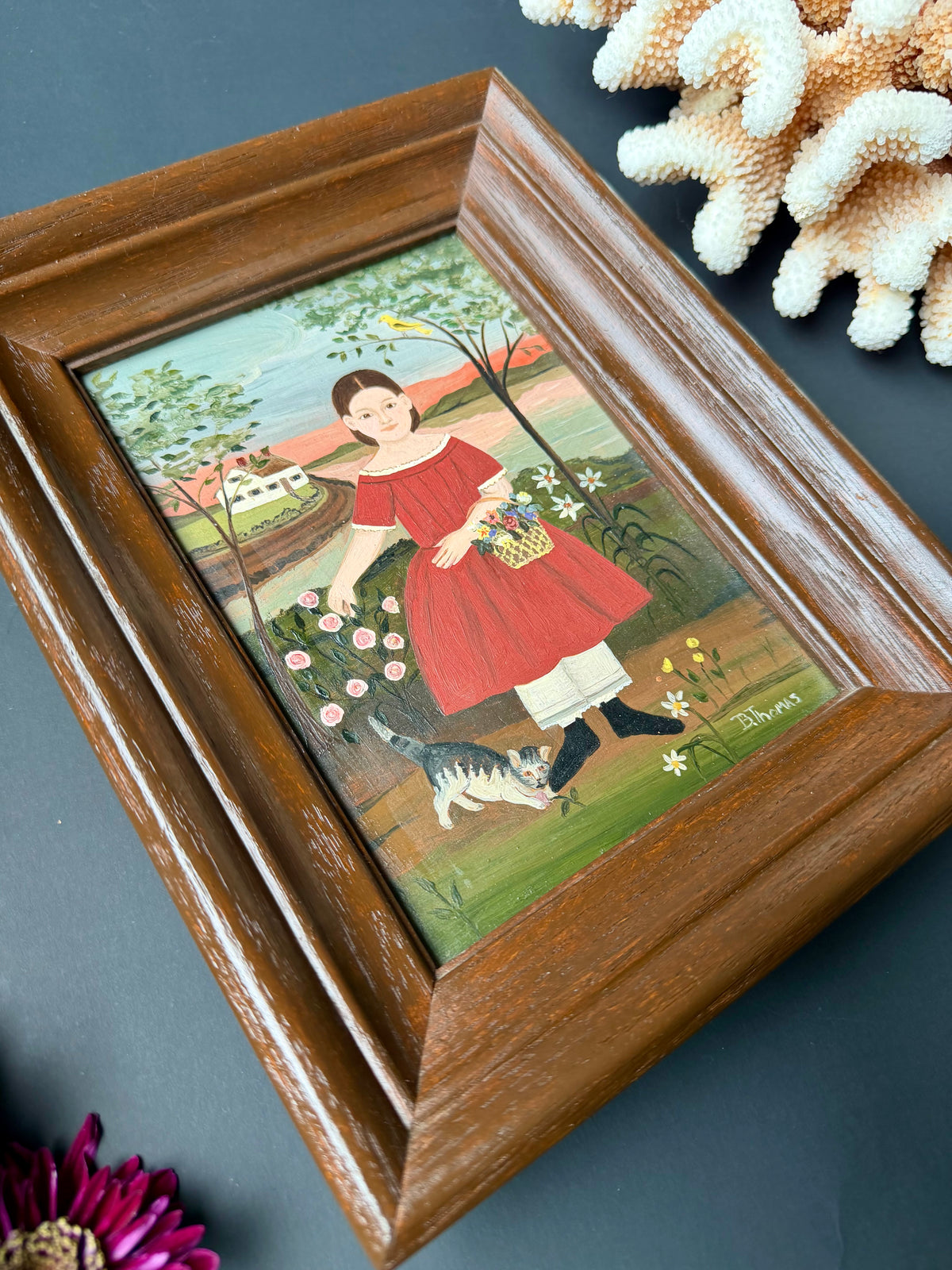 Vintage Folk Art Painting on Wood