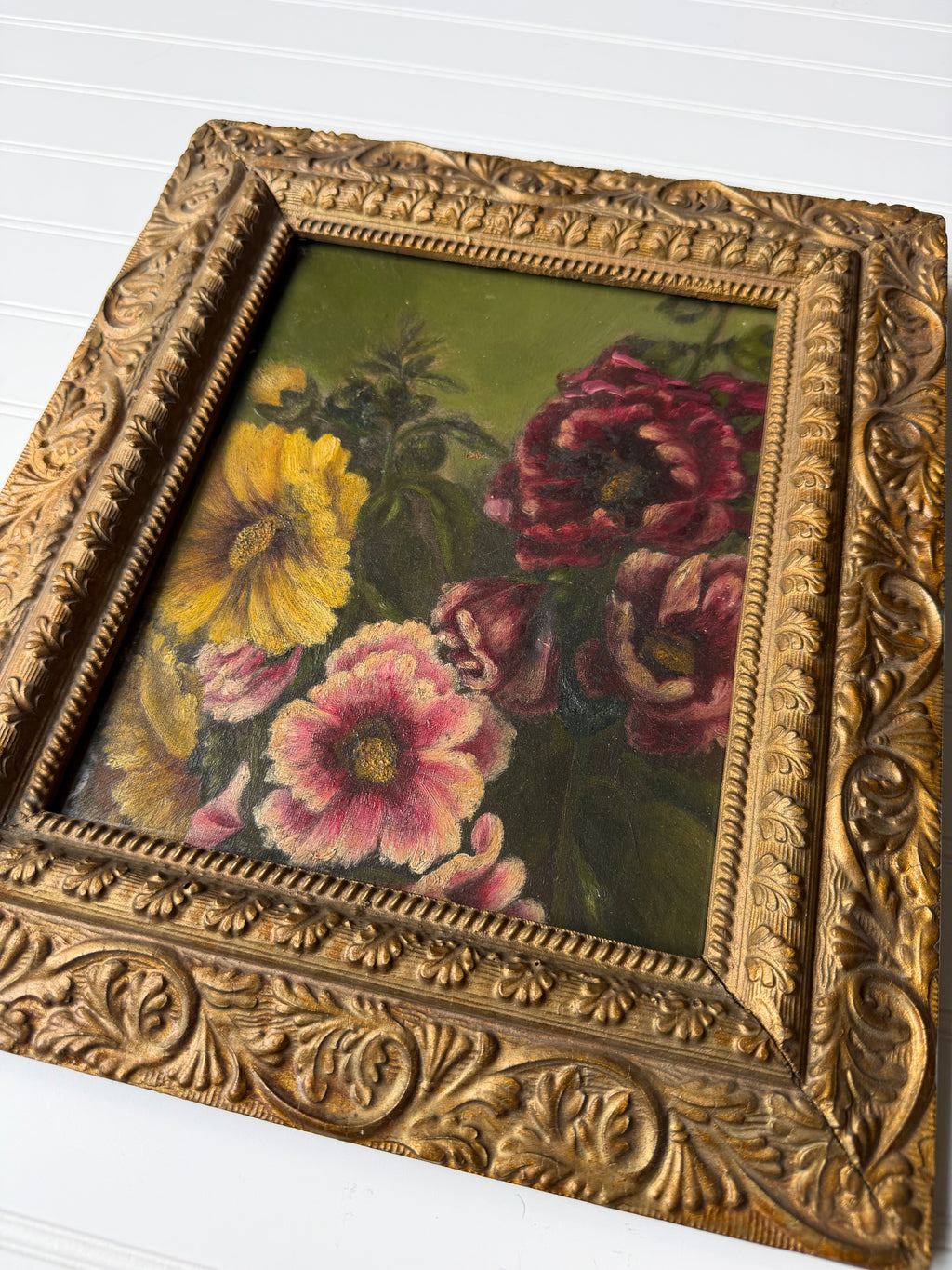 Antique Downsized Oil in Guilt Frame