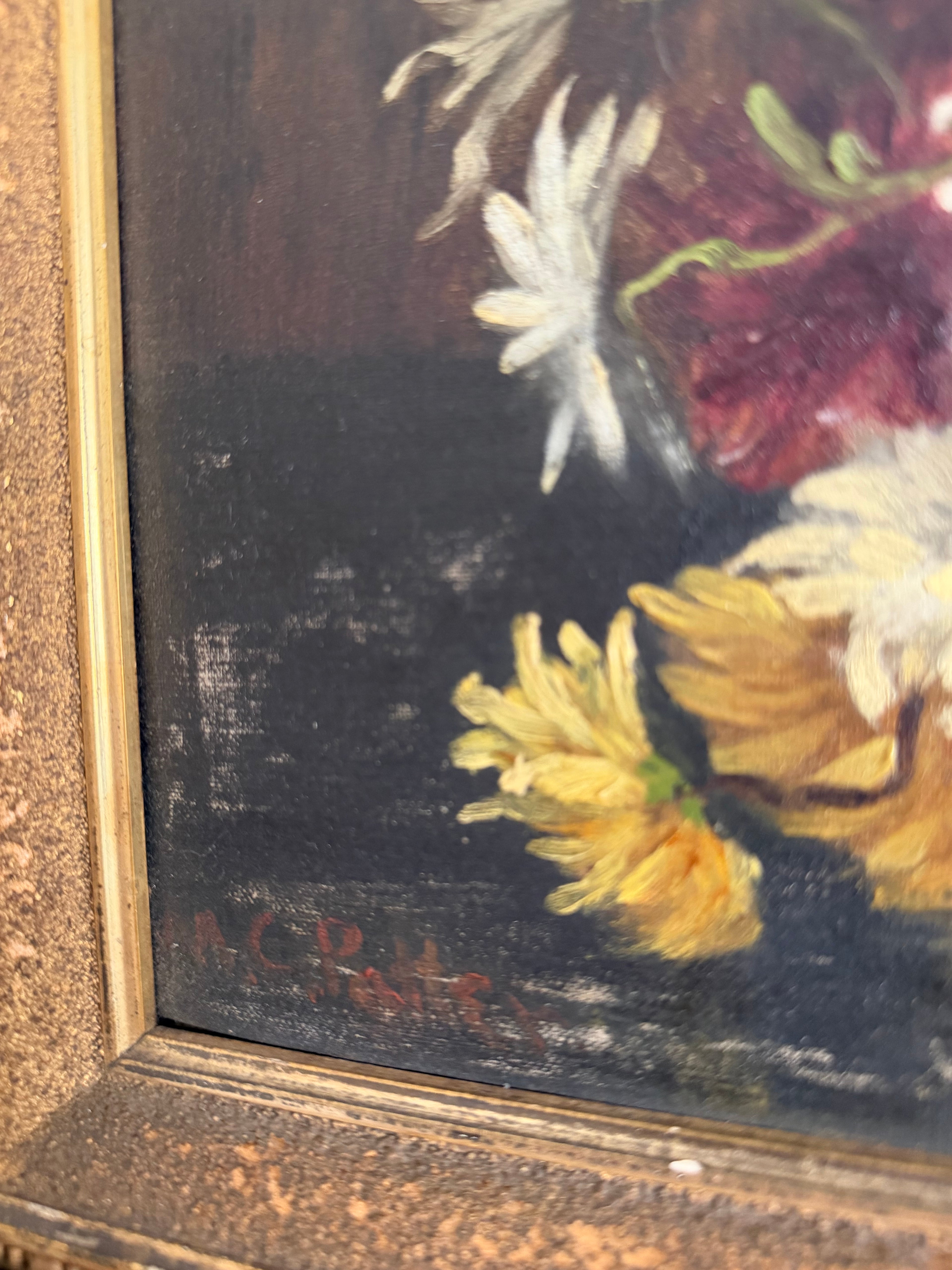 Antique Floral Oil Painting