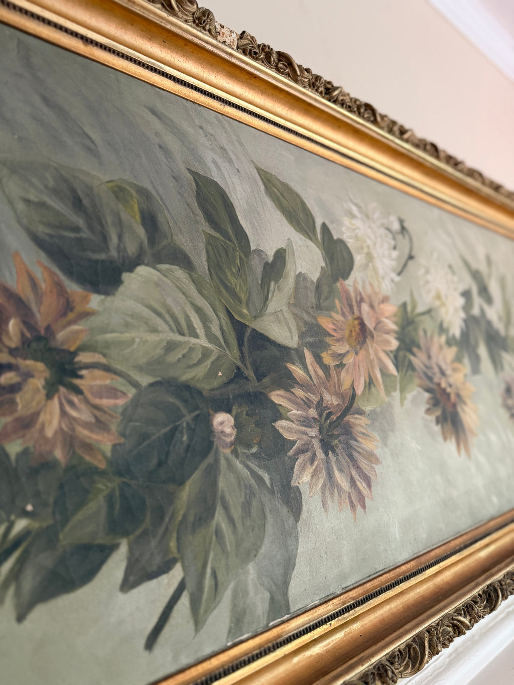 Antique Framed Oil Yard Long on Canvas (1907)