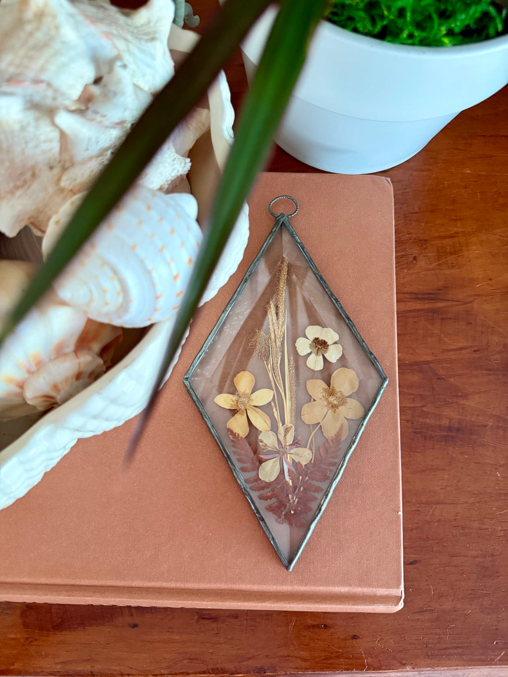 Handmade Diamond Pressed Flower Suncatcher