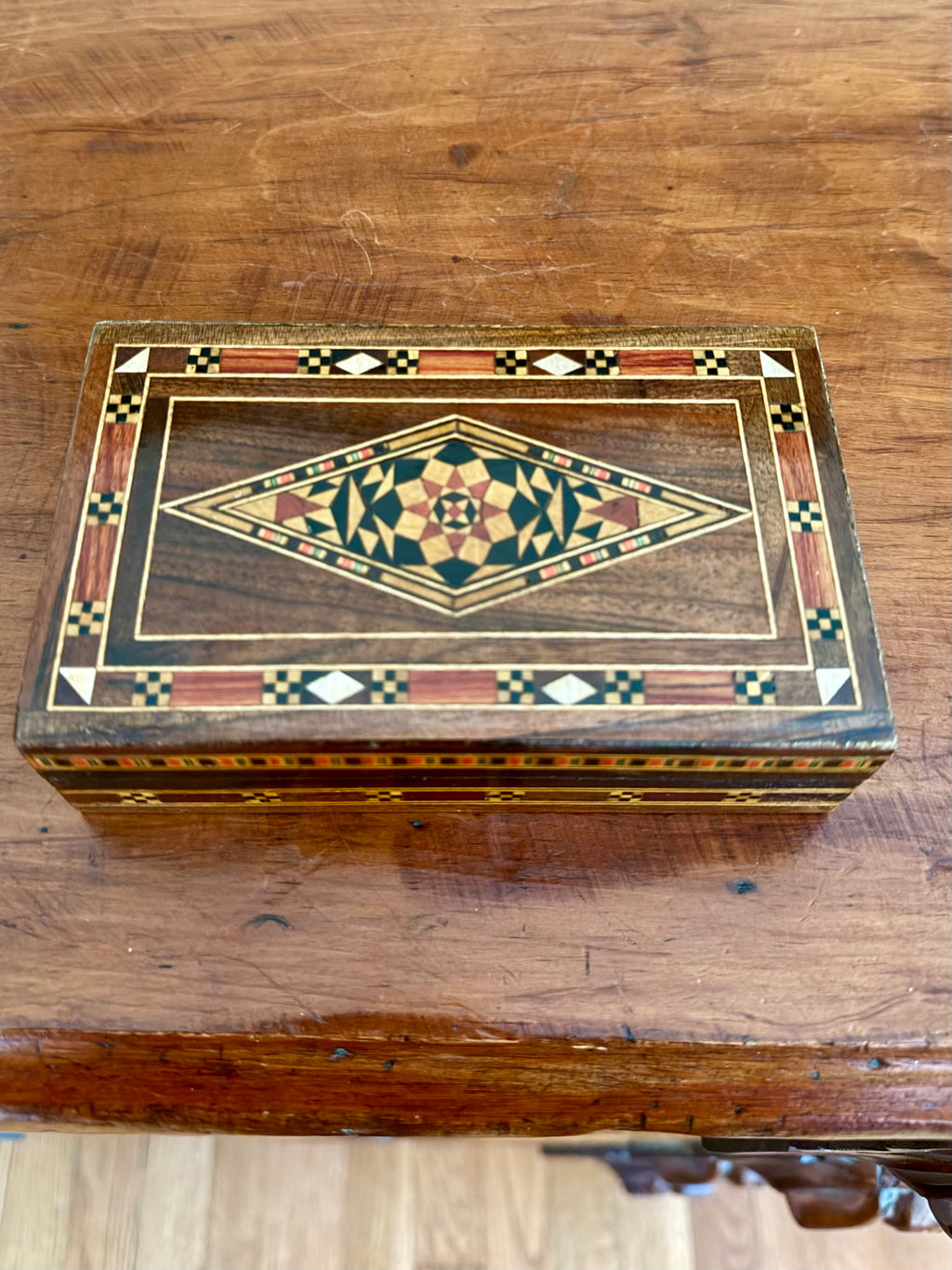 Small Wooden Inlaid Mosaisc Box