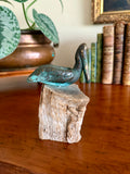 Vintage Bronze Pelican Sculpture on Driftwood Base