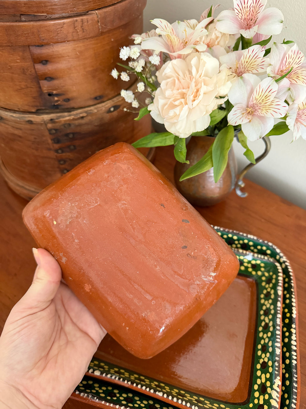 Set of 3 Hand Painted Nesting Terracotta Trays