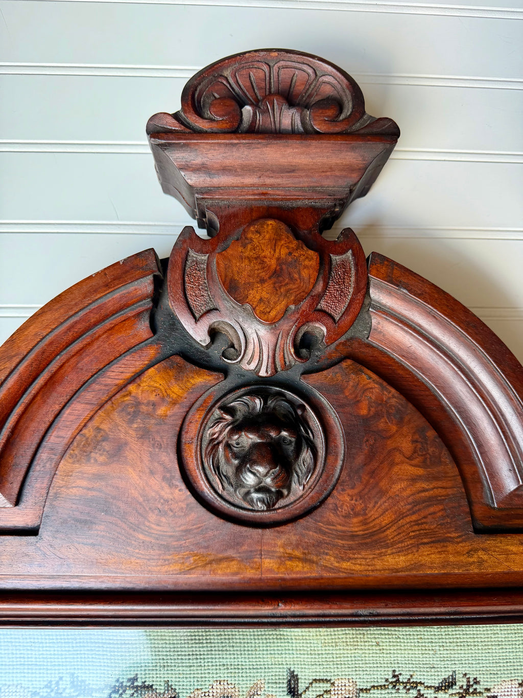 Victorian Towel Rack with Bead Work and Lion Head