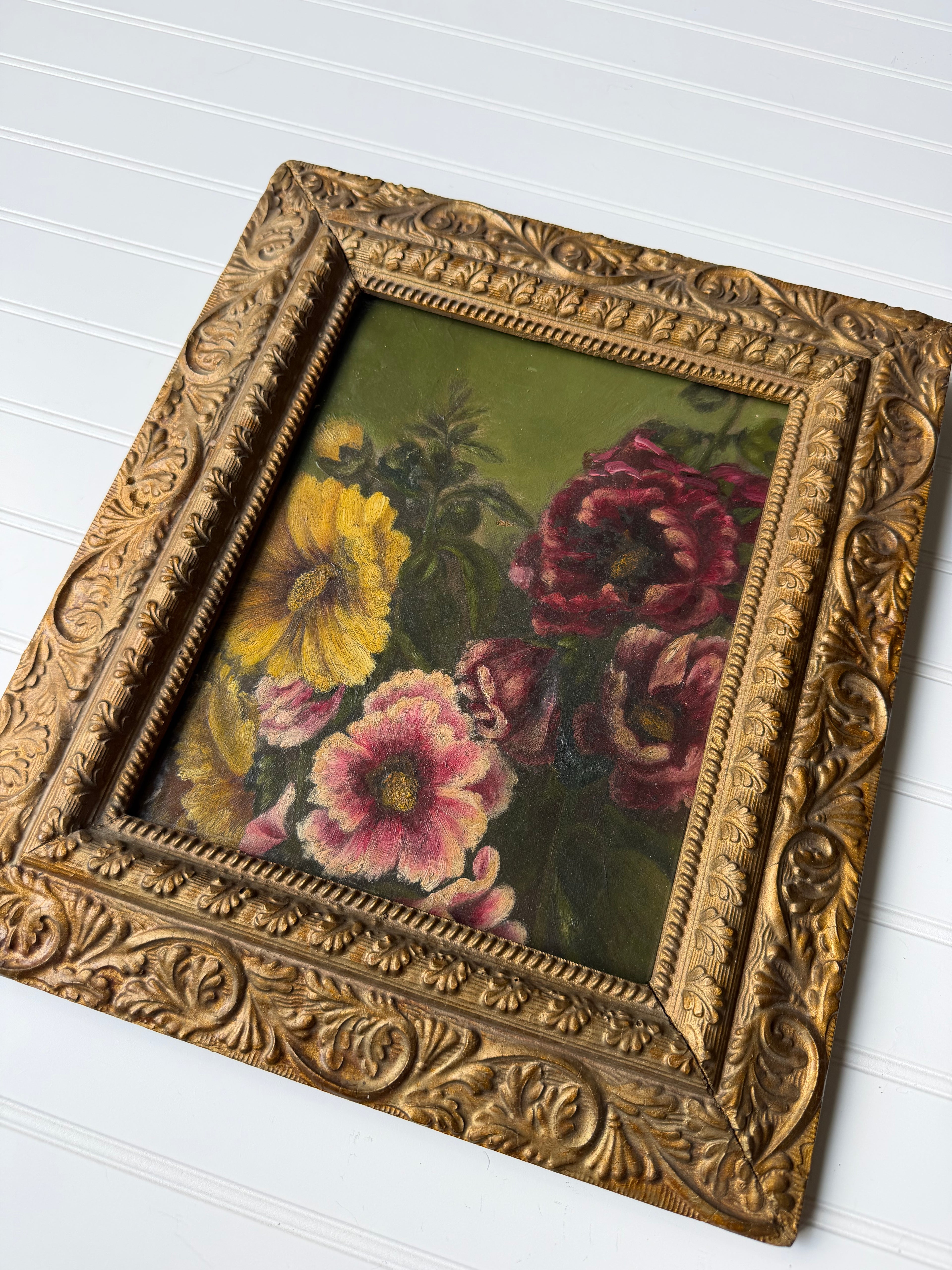 Antique Downsized Oil in Guilt Frame