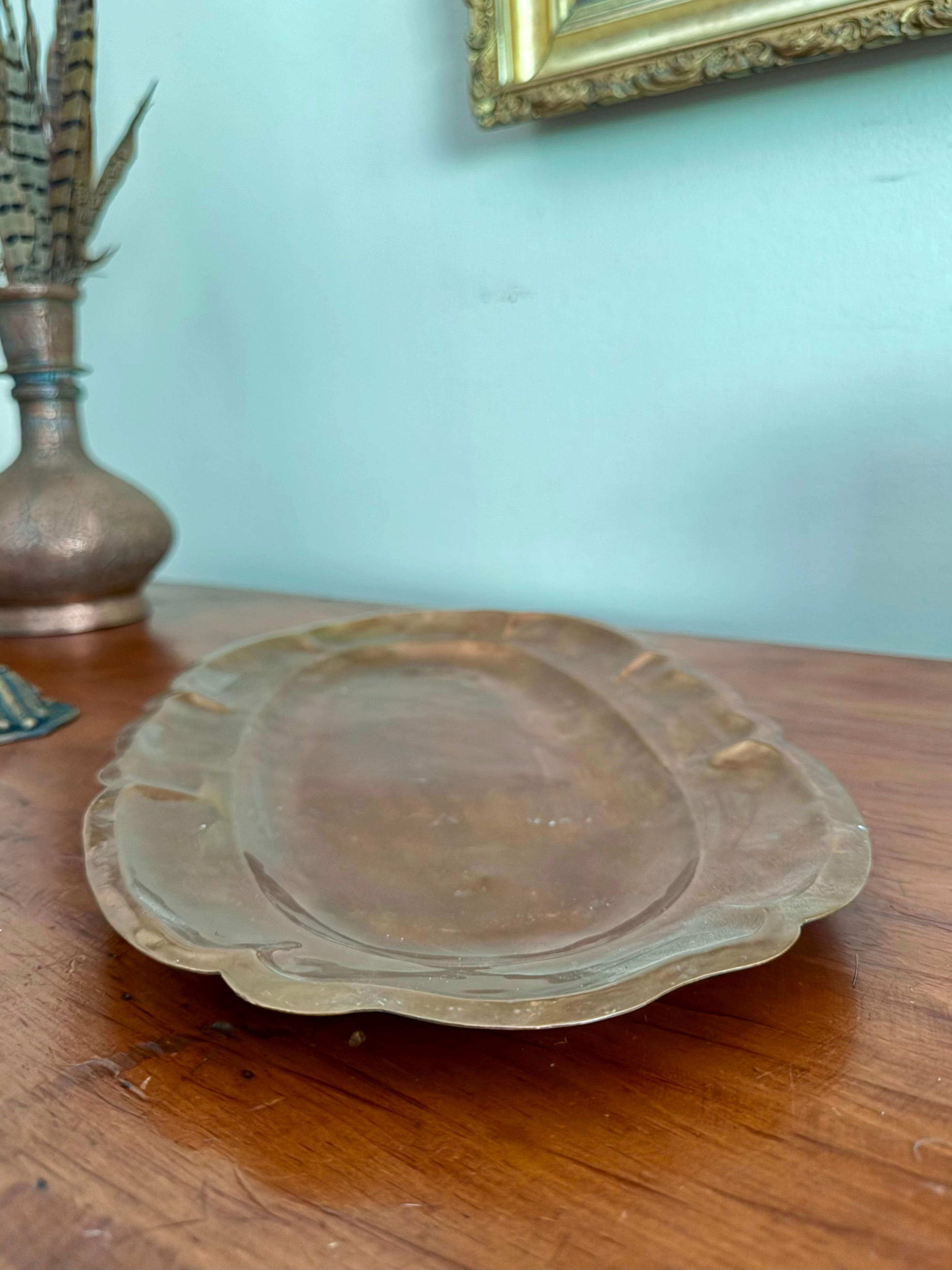 Scalloped Oval Copper Catchall Tray