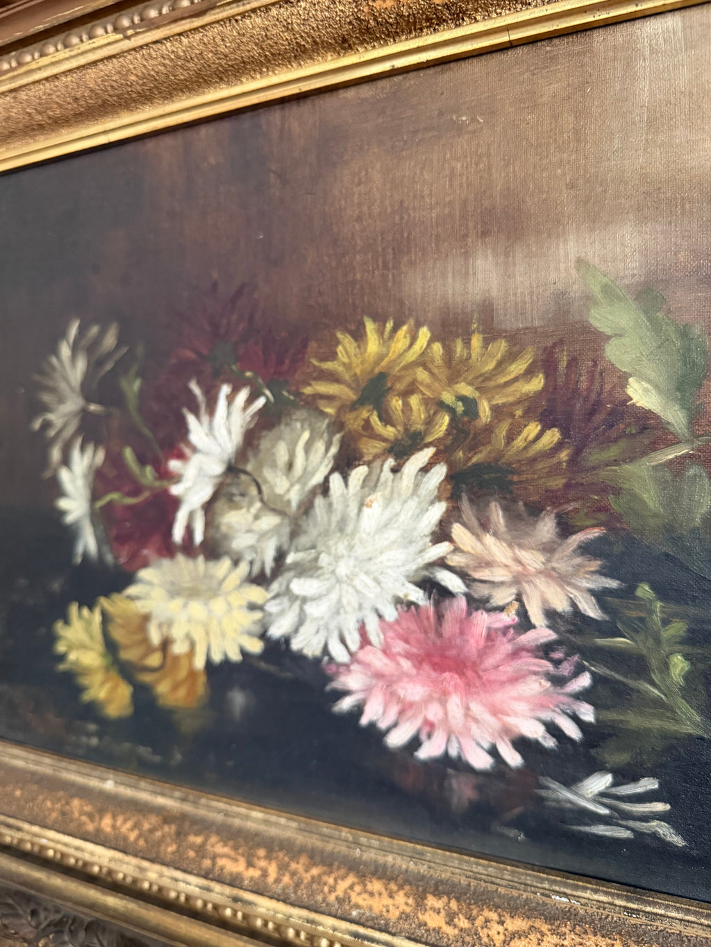 Antique Floral Oil Painting