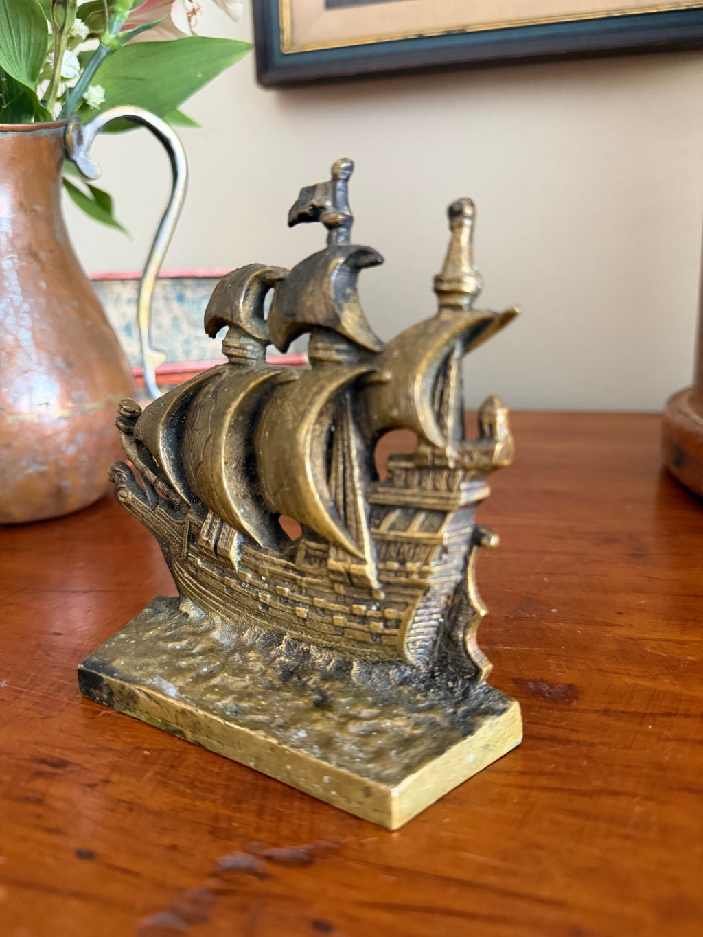 Vintage Cast Brass Bookend