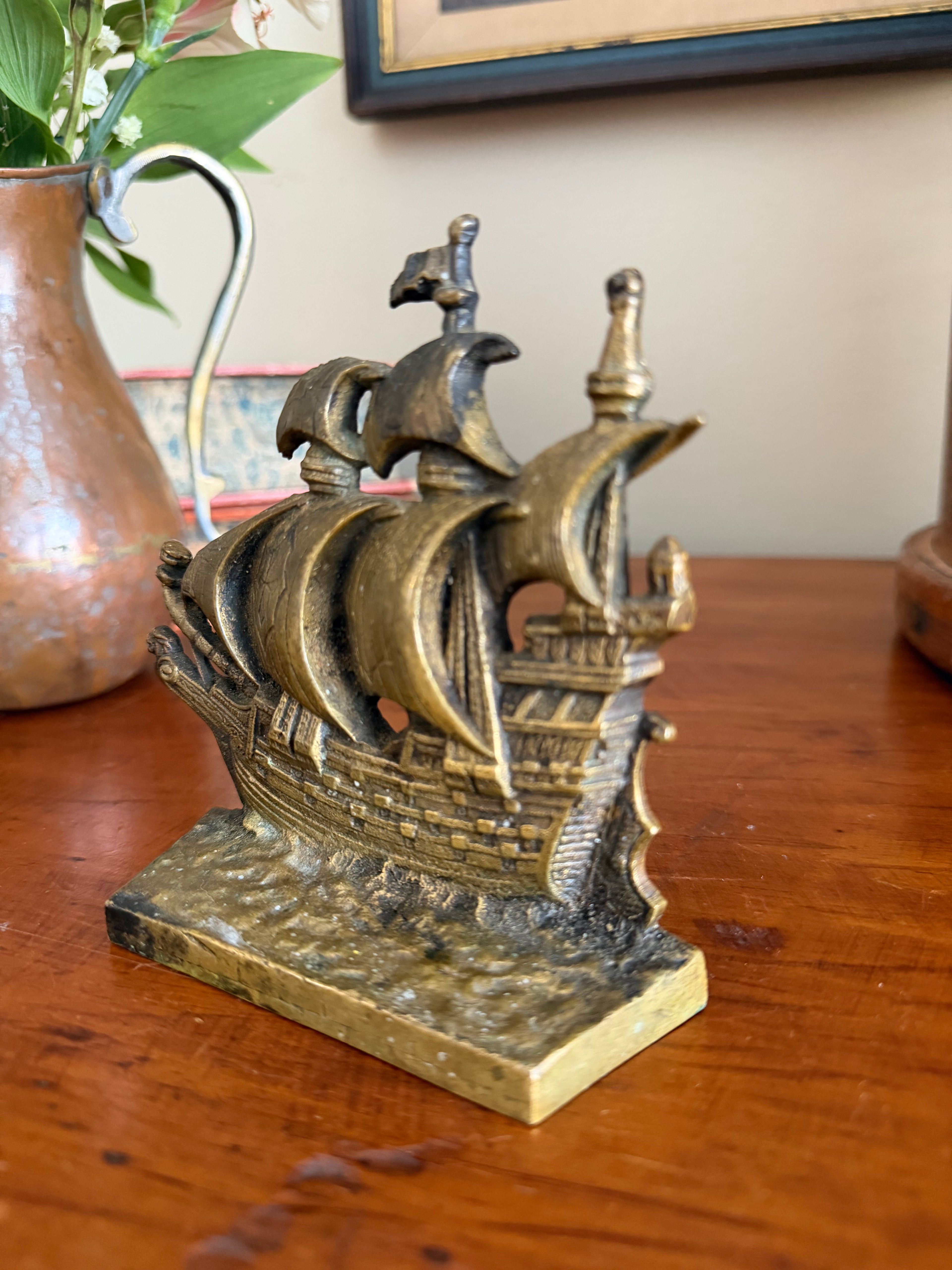 Vintage Cast Brass Bookend