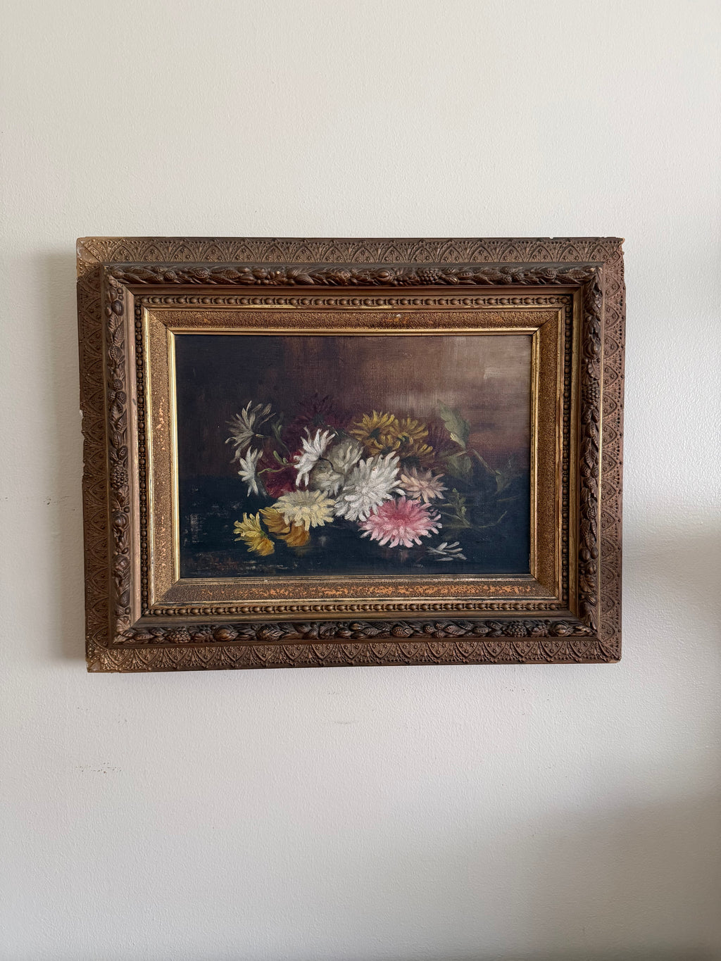 Antique Floral Oil Painting