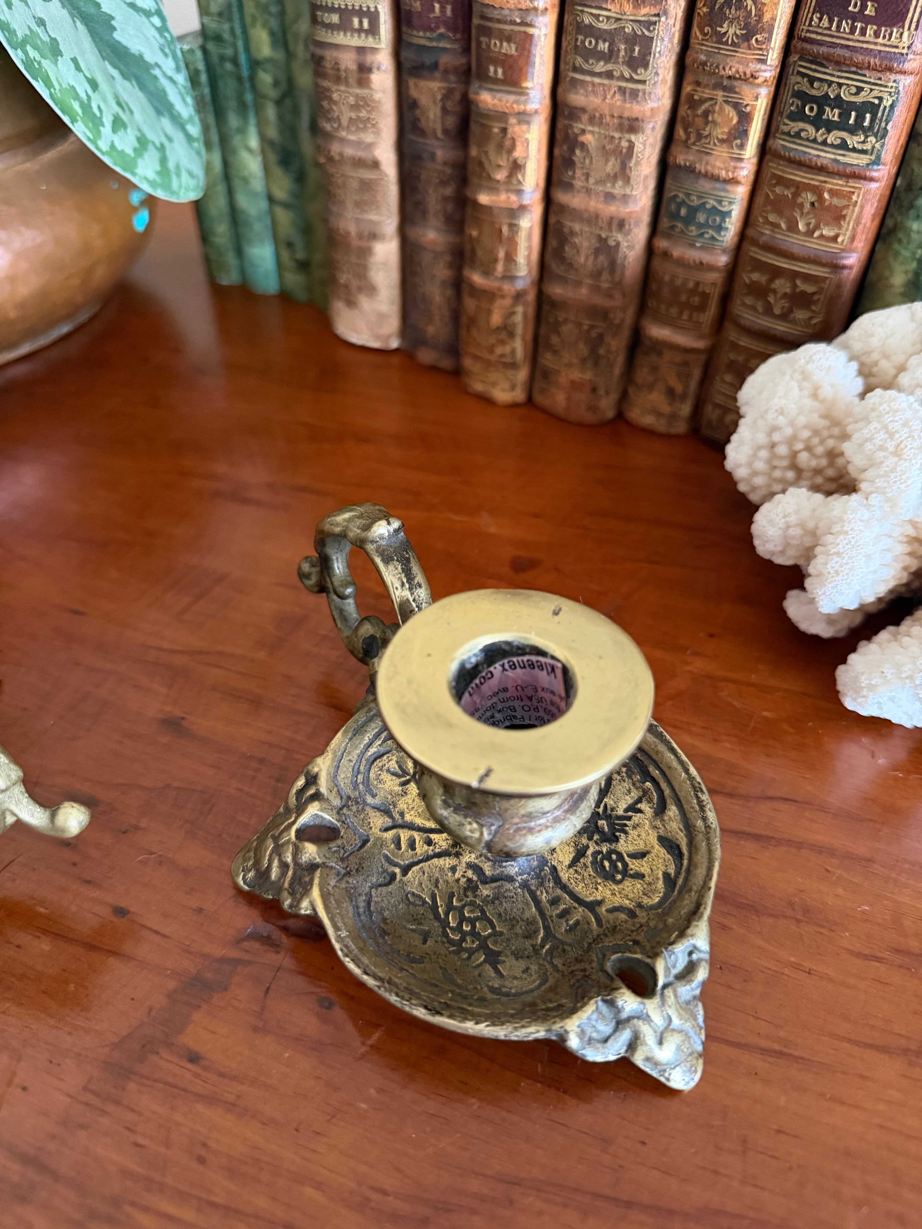 Pair of Vintage Brass Chambersticks