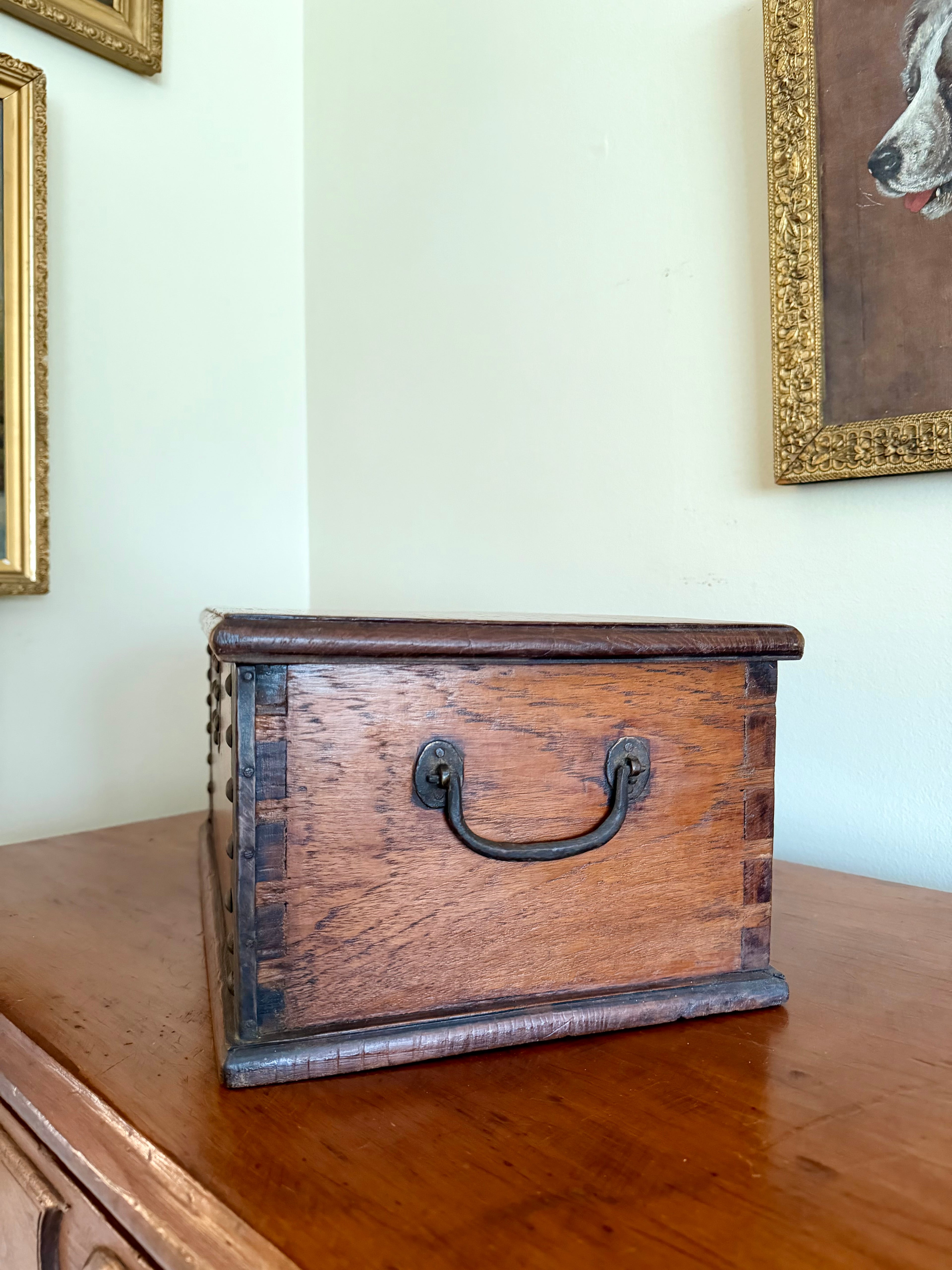 Antique Table Top Wooden Trunk Box