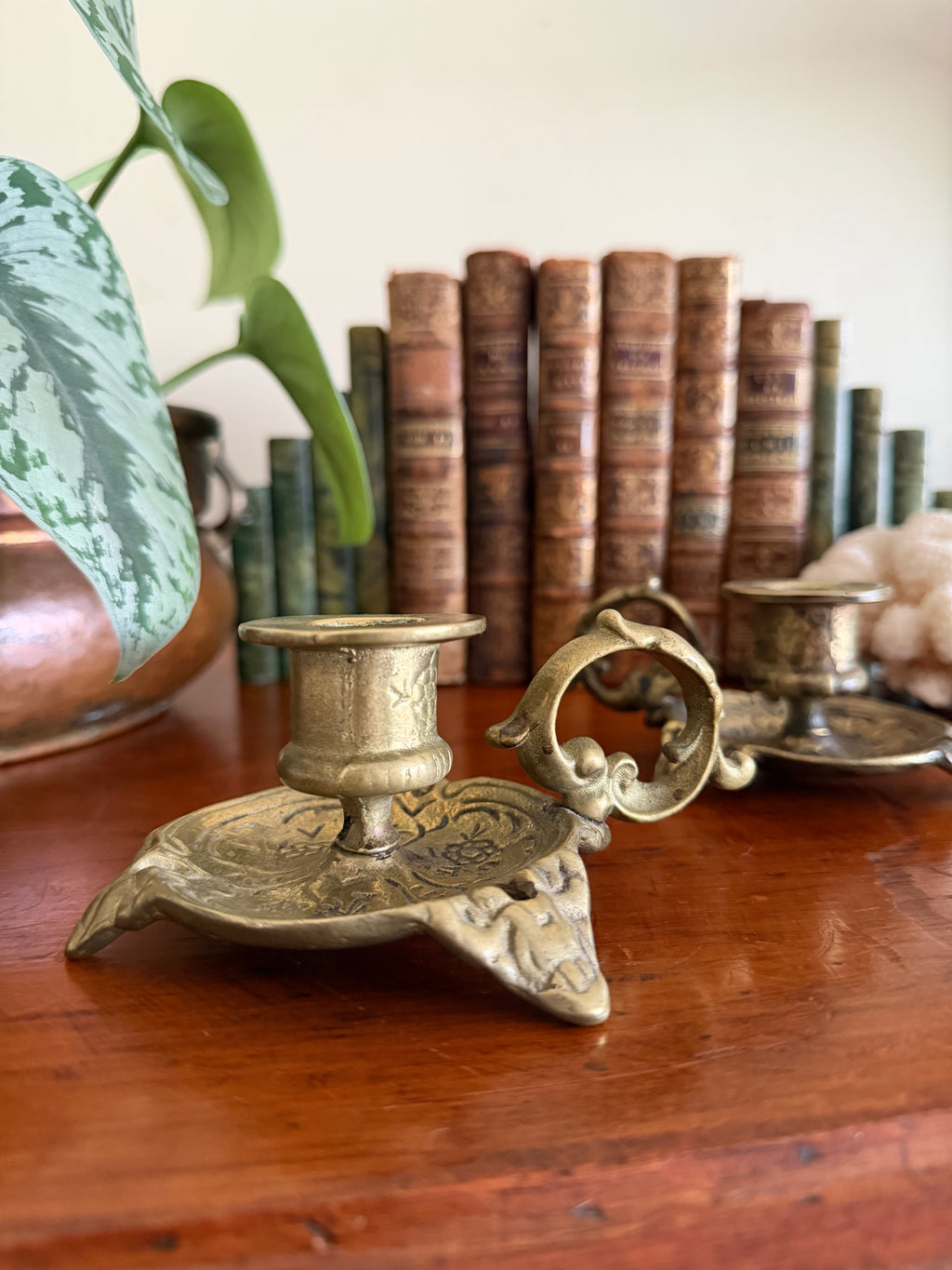 Pair of Vintage Brass Chambersticks