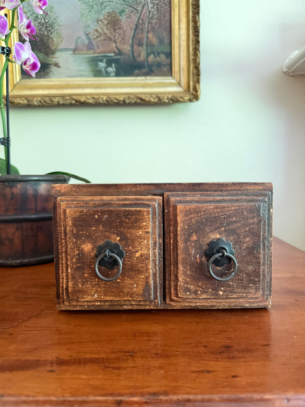 2 Drawer Wooden Storage Box