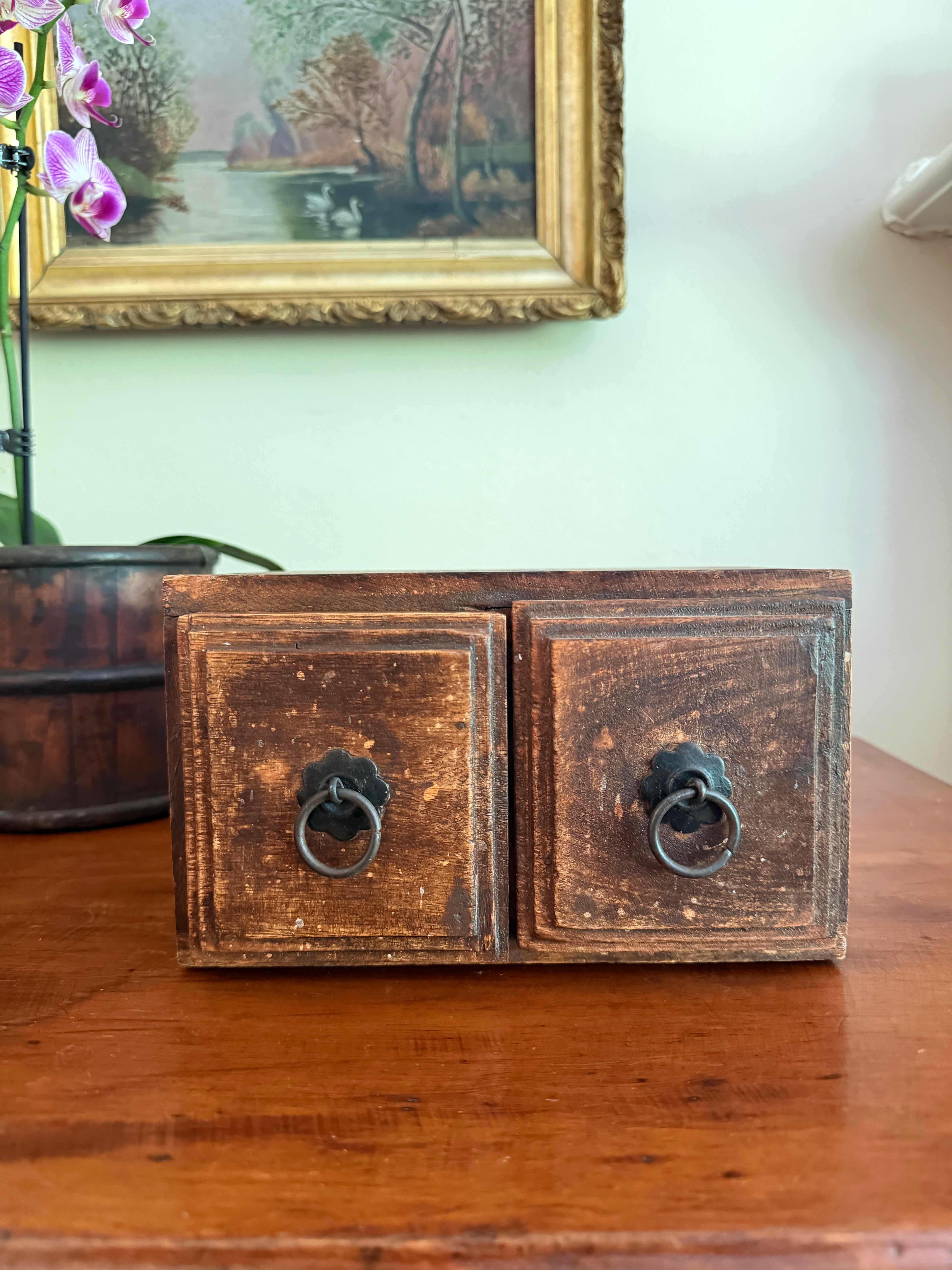 2 Drawer Wooden Storage Box