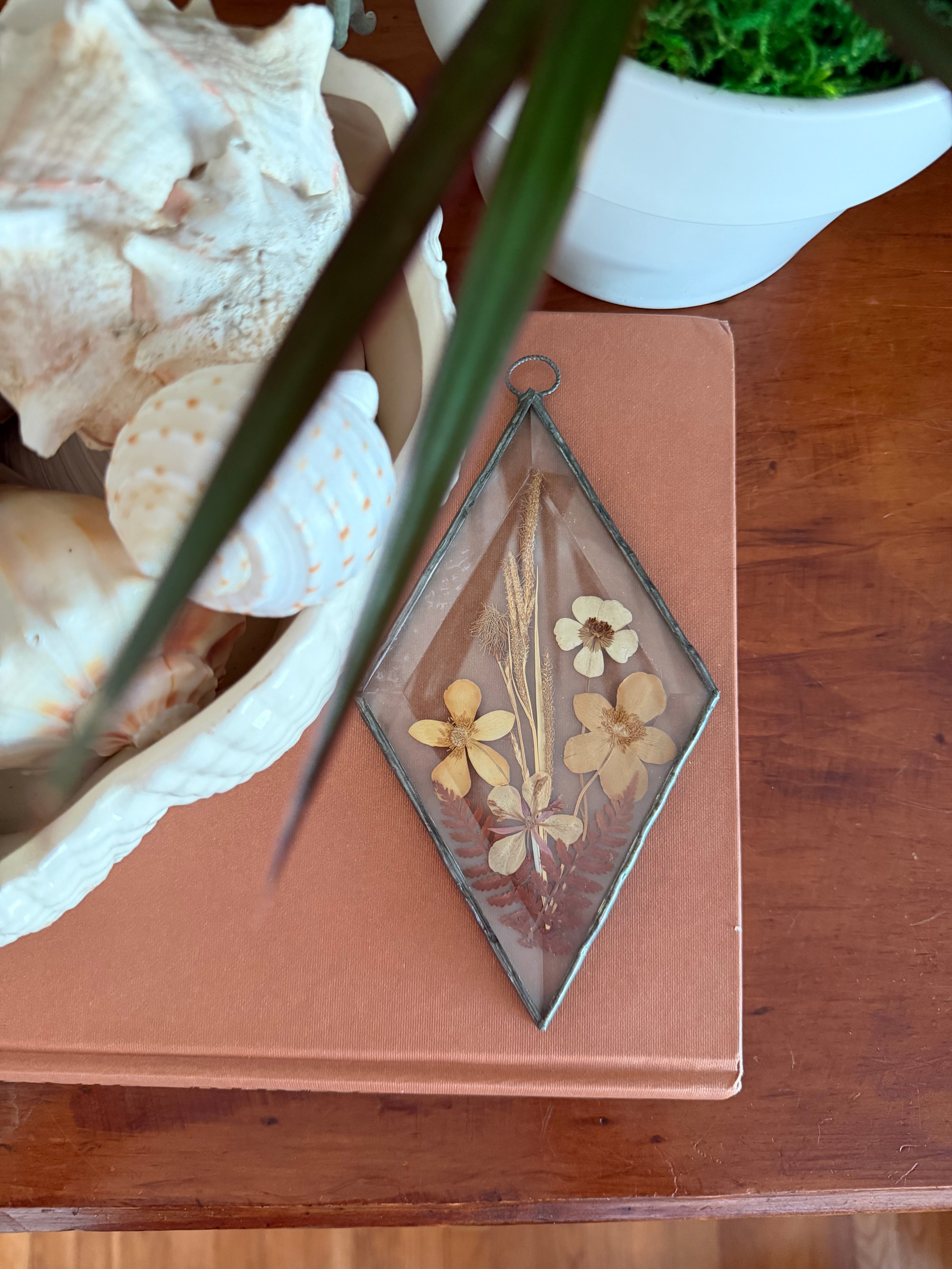 Handmade Diamond Pressed Flower Suncatcher