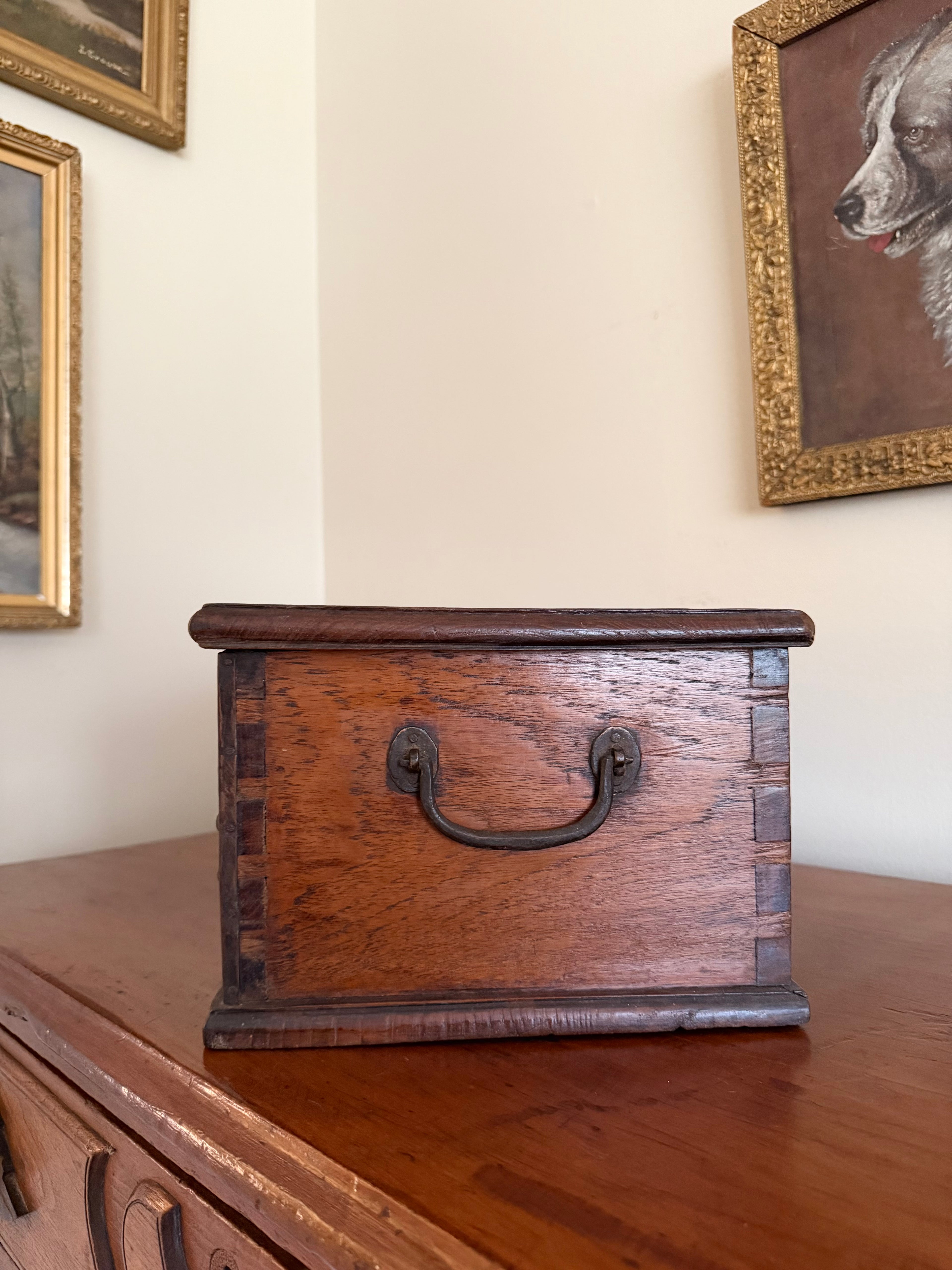 Antique Table Top Wooden Trunk Box