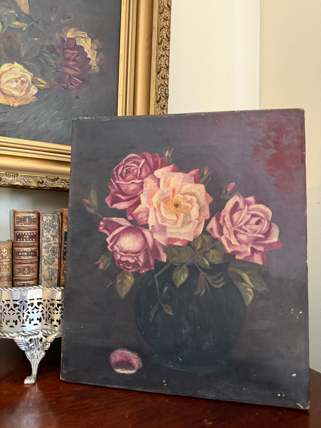 Antique Rose Oil Painting on Canvas
