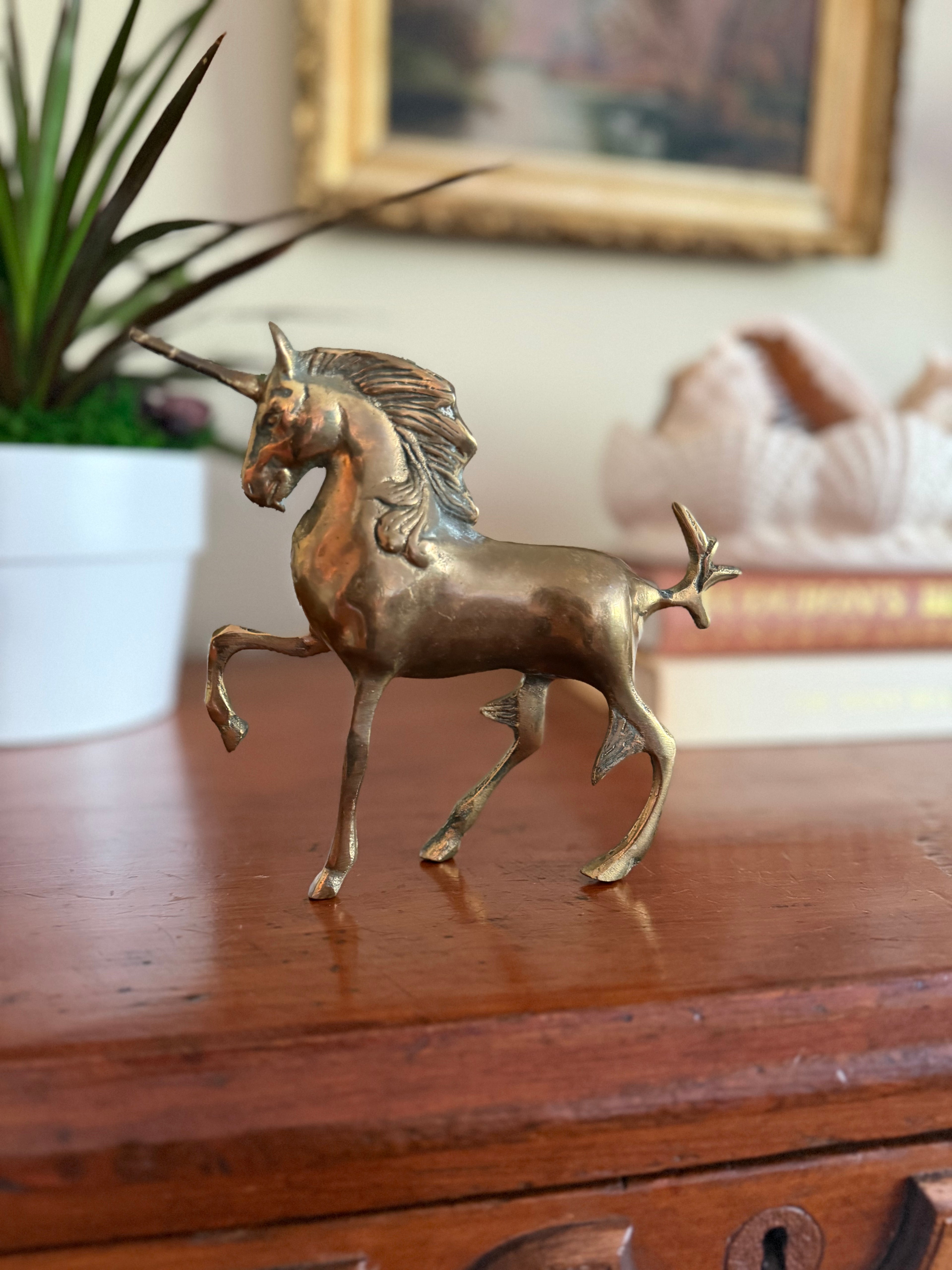 Vintage Solid Brass Unicorn Figurine