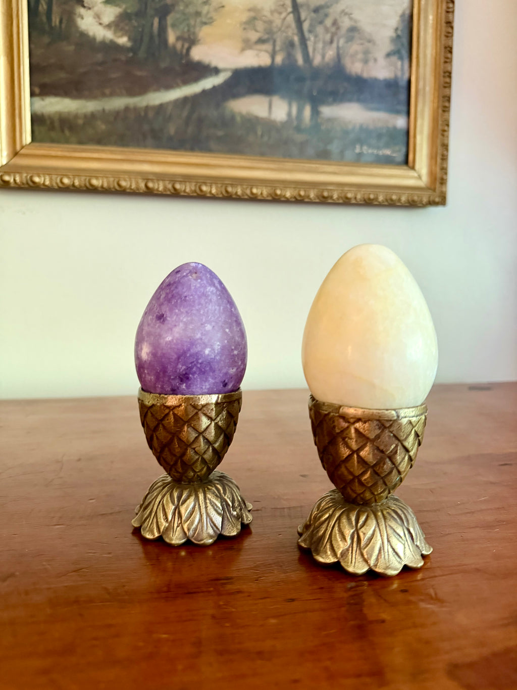 Purple Alabaster Egg w/ Brass Stand