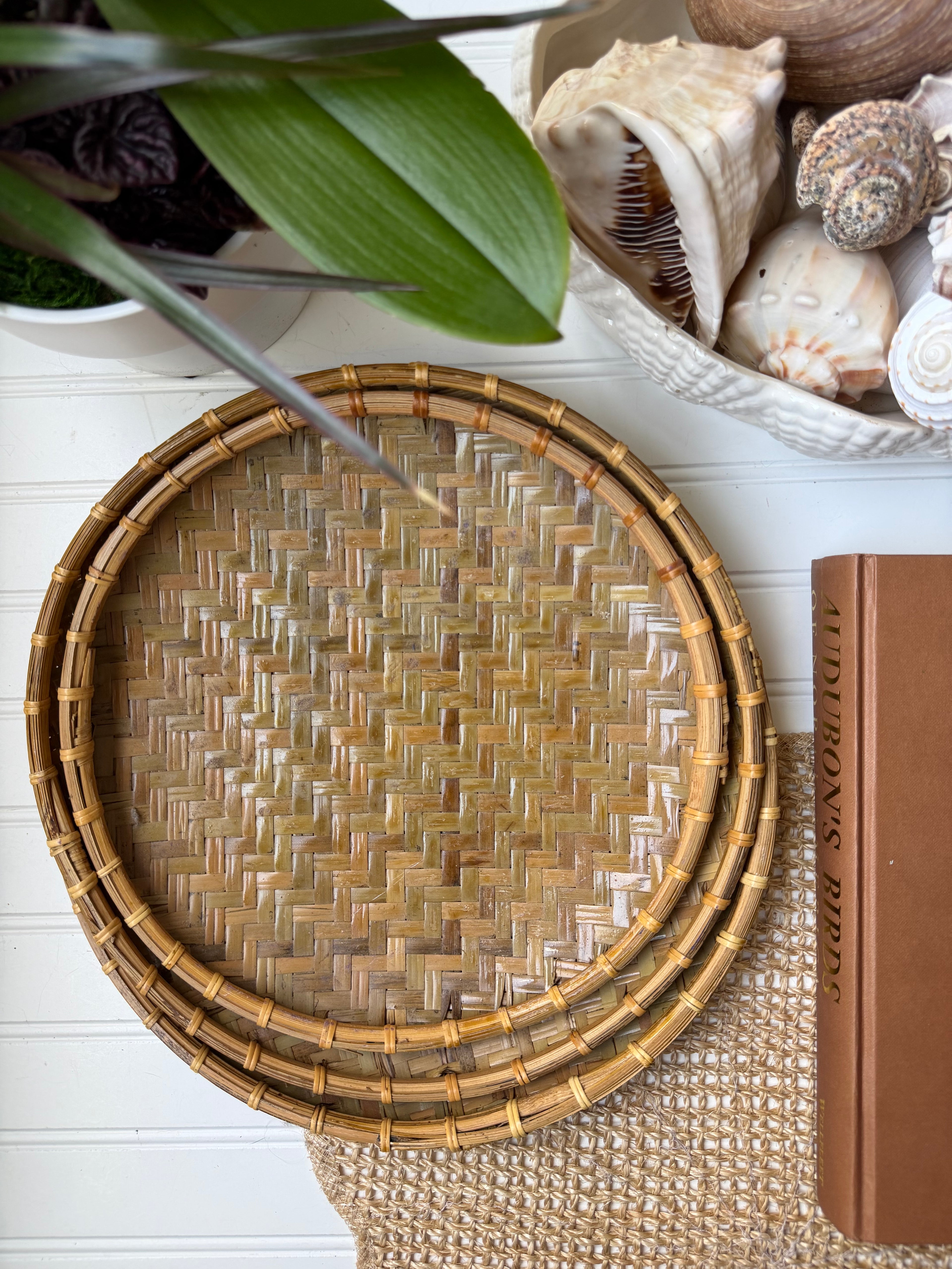 Artisan Handwoven Bamboo Trays (Set of 3)
