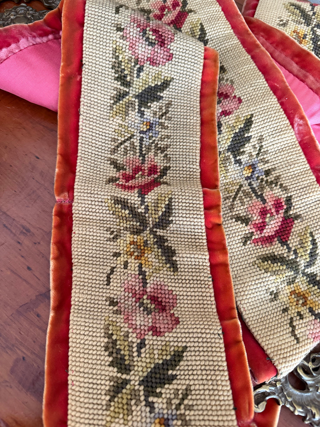 Floral Needle Point Bell Pull
